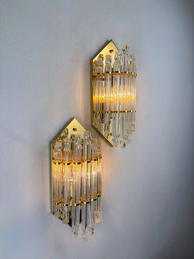 Pair of Venini wall lights, Murano cut glass, Circa 1970's, Italy — alternate view