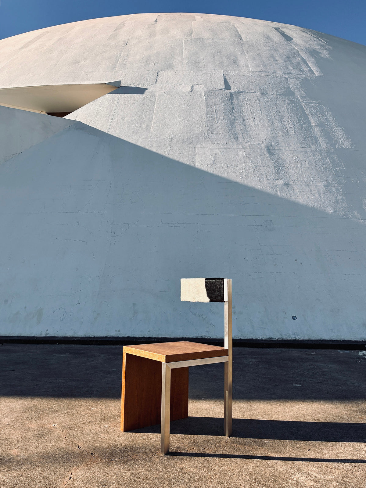 Stainless Steel and Brazilian Freijó Wood H04 Chair  — side angle