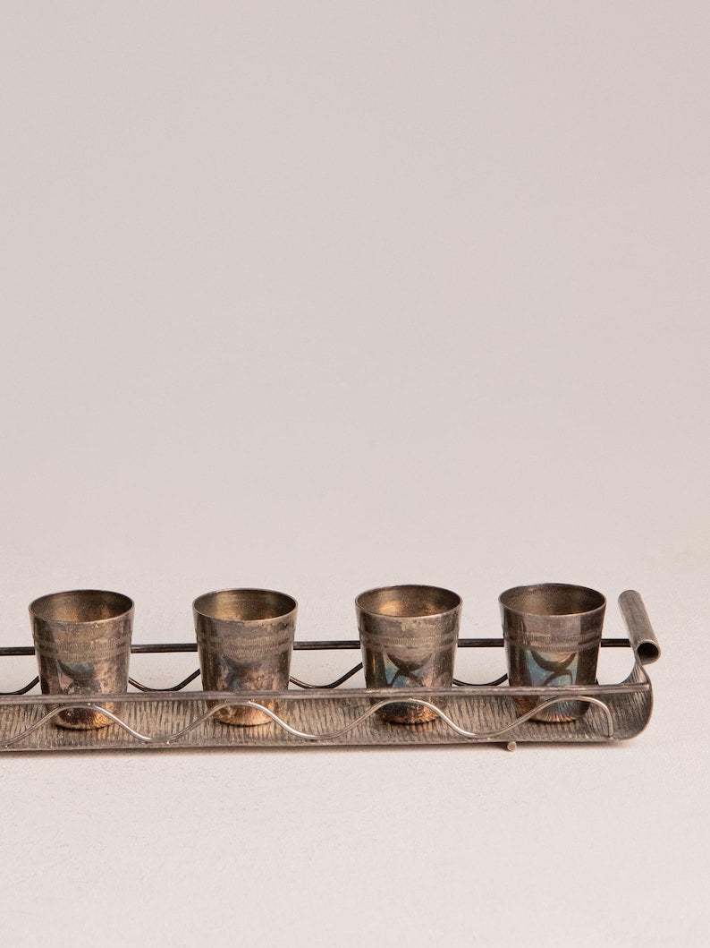 Vintage Polish Imago Artis Shot Glass Set — detail view