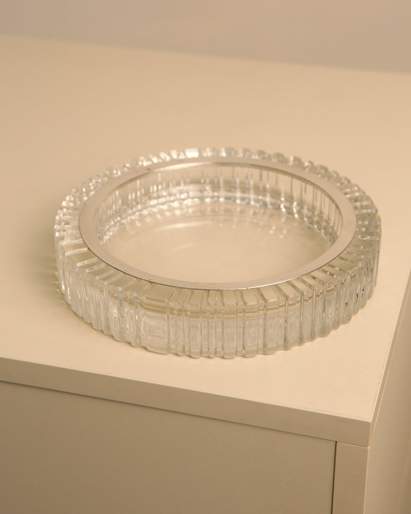 Circular crystal vide-poche with ribbed edges by Arnolfo di Cambio
