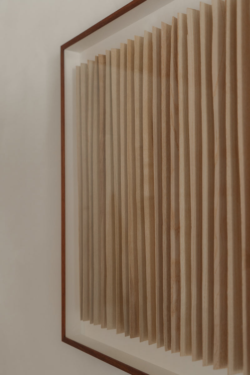 Rhythm Wood' Artwork in Ash Veneer — close-up of layered wood texture