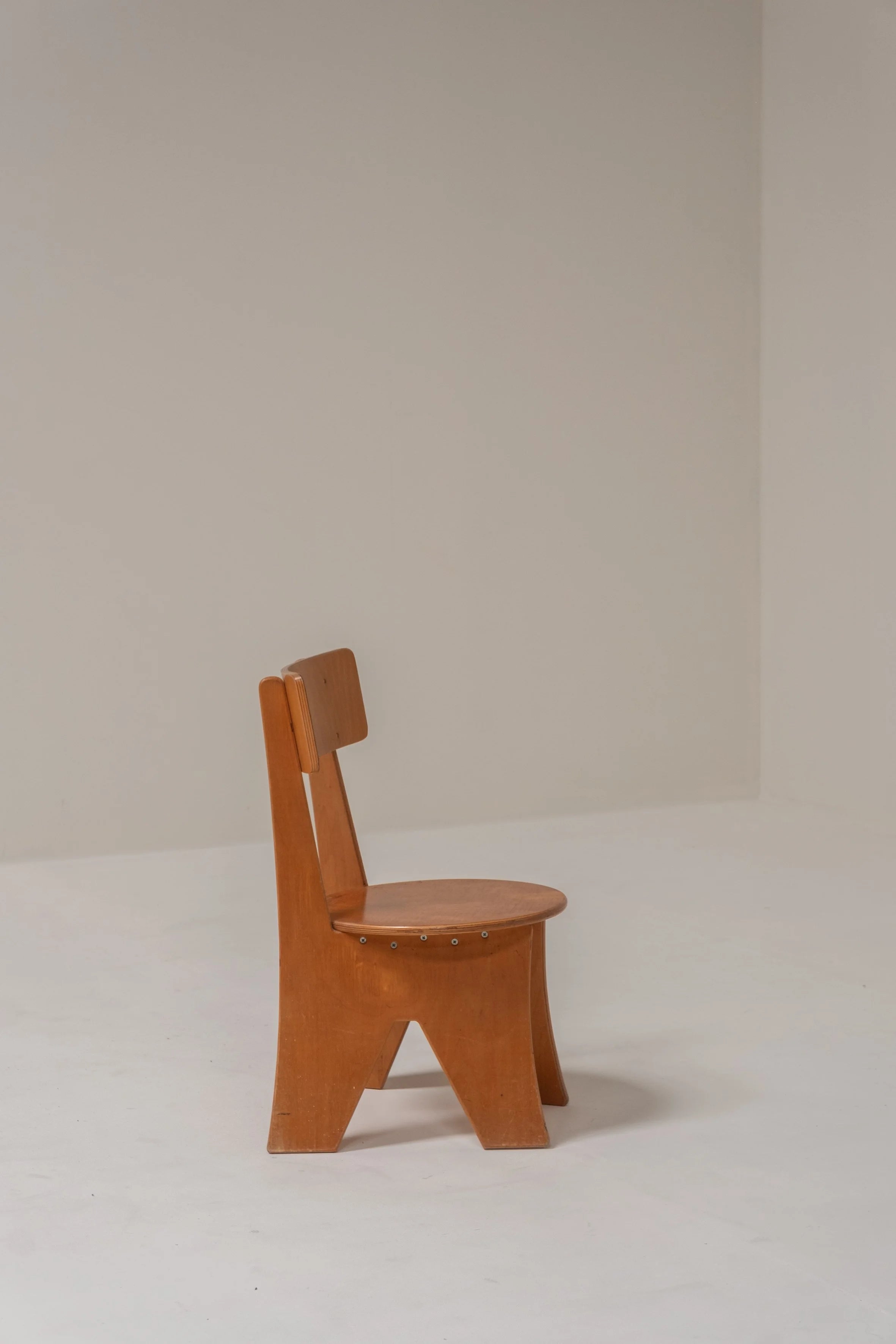 Sculptural Pair of Plywood Chairs, Germany, 1970s — close-up