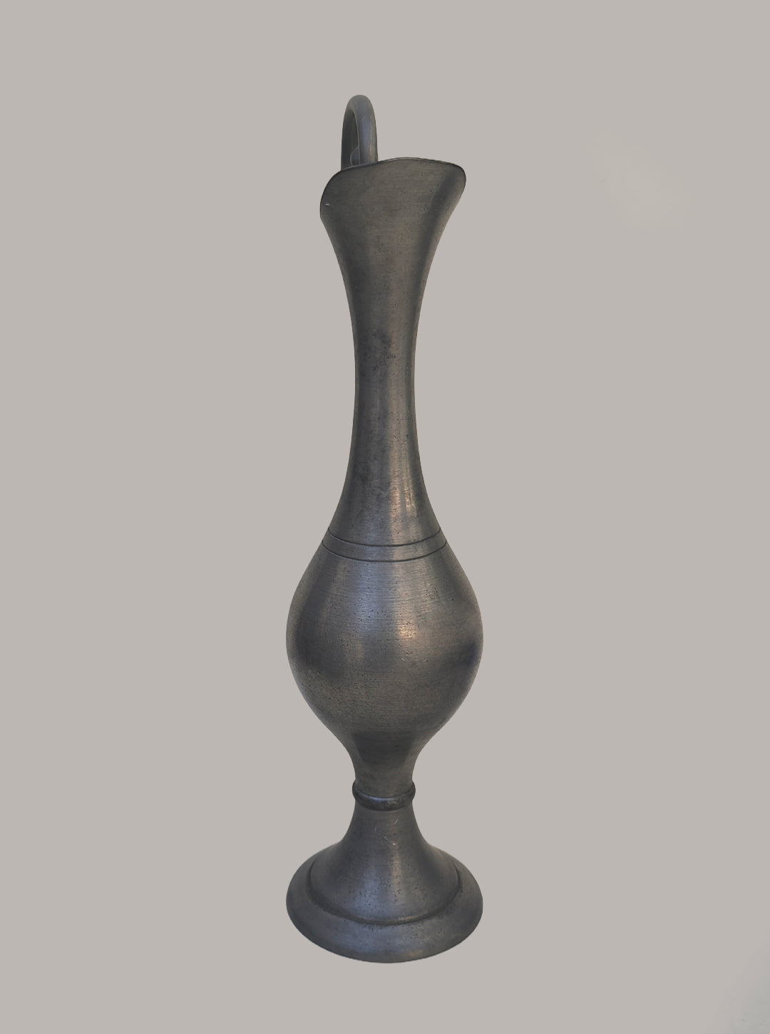 Pewter Vase — side angle highlighting smooth metallic finish