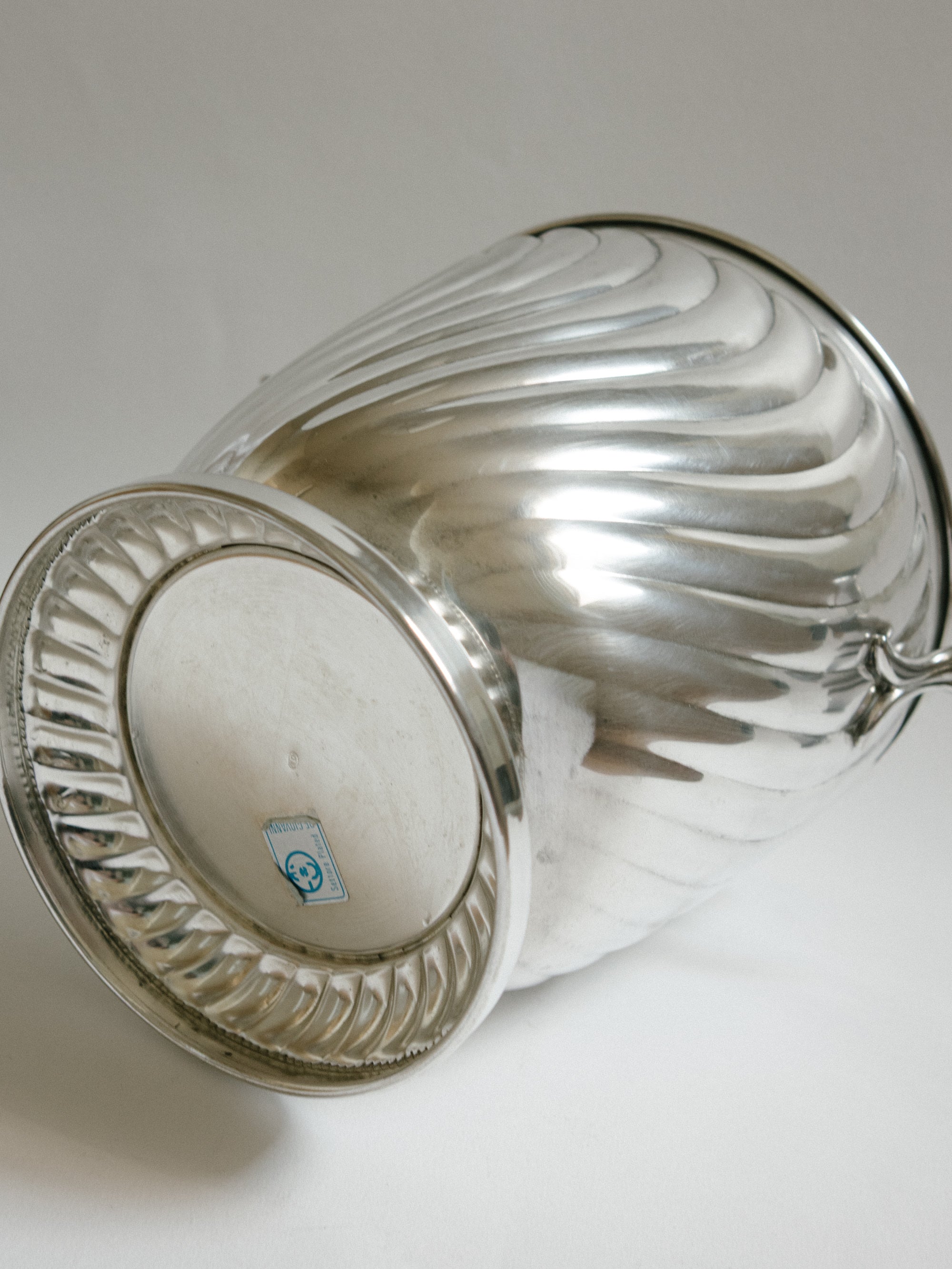 Italian Silver-Plated Ribbed Champagne Bucket, c. 1970s — alternate view