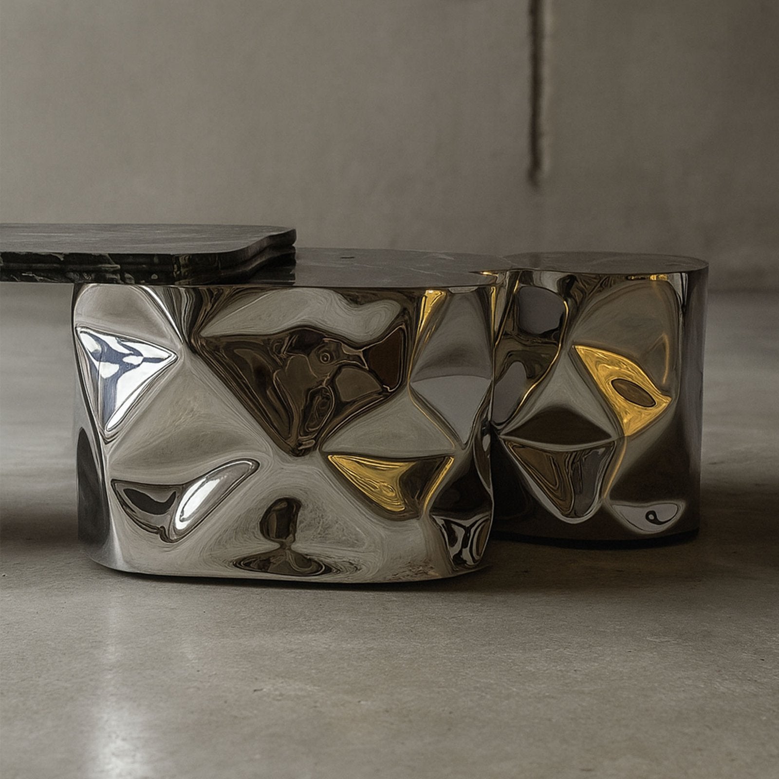 Steel and Stone Coffee Table - Colgada Series by Nitush Aroosh — view 9