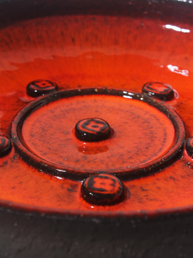Holbæk Orange Glaze Stoneware Bowl, 1960s, Denmark — detail view