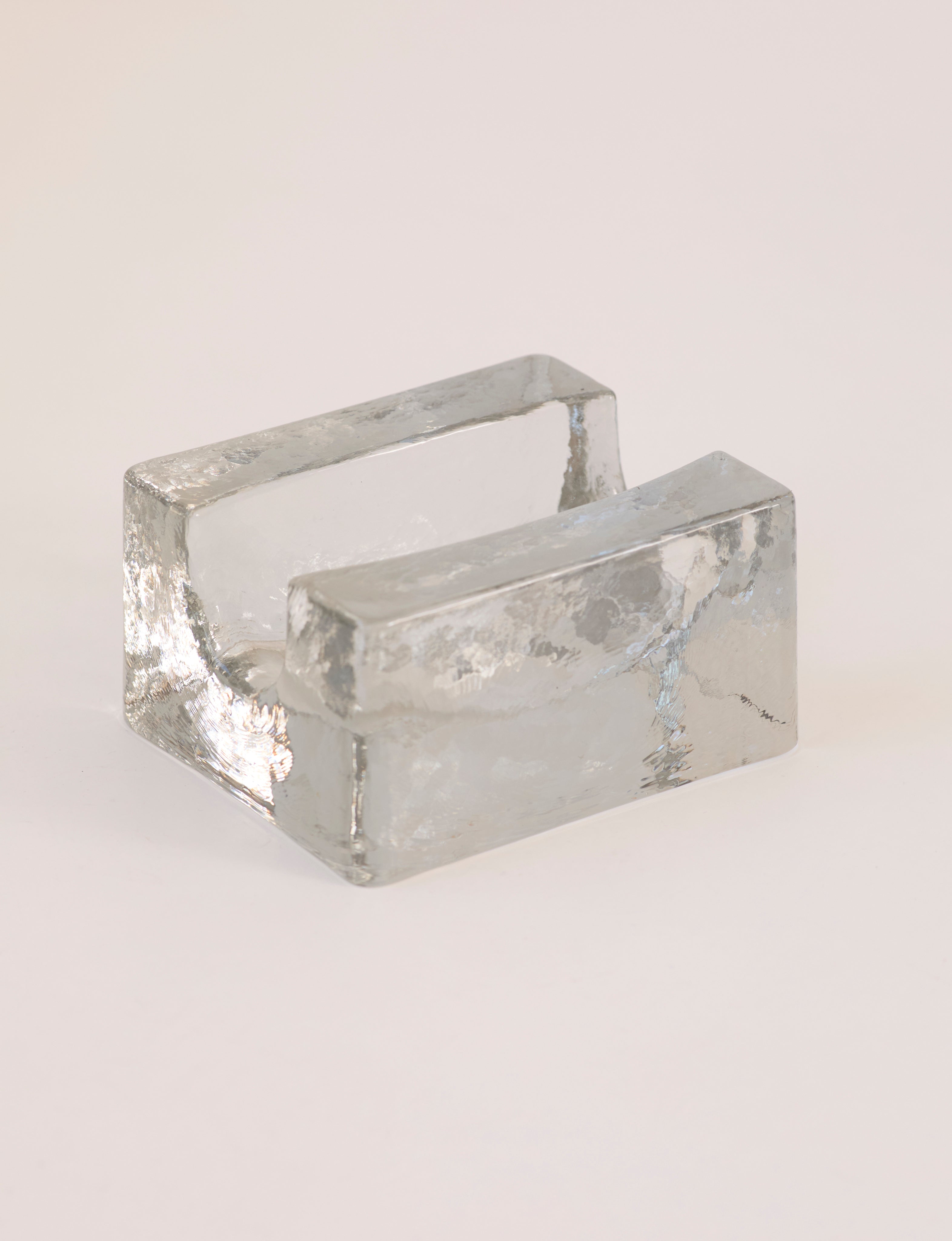 Vintage Scandinavian Candle Holders in Glass and Clear Glass — angled view on neutral background