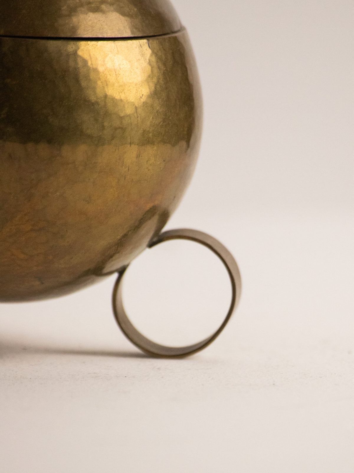 Hand Raised Brass Sphere Box with Toothed Zigzag Finial, Art Deco Style, Central European Workshop, circa 1930s — additional view