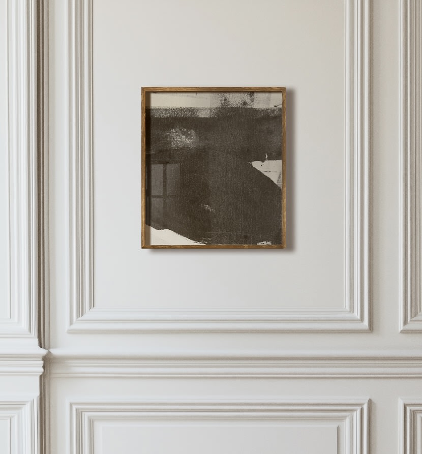 Archipelago IX Ink and Pigment on Raw Canvas — framed artwork on white wall