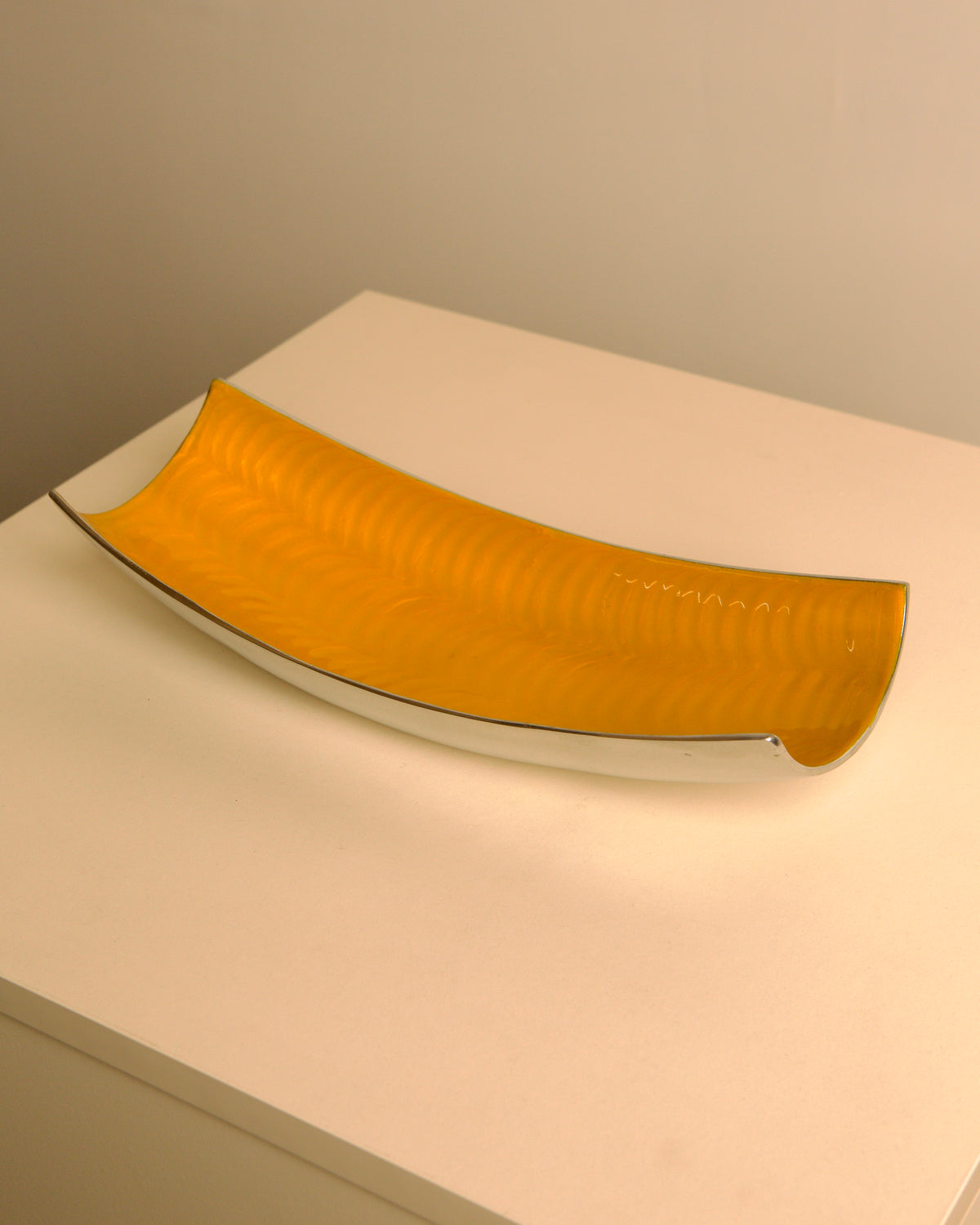 Large orange aluminium “Galassia” catch-all by Brandani, 1980s — detail view