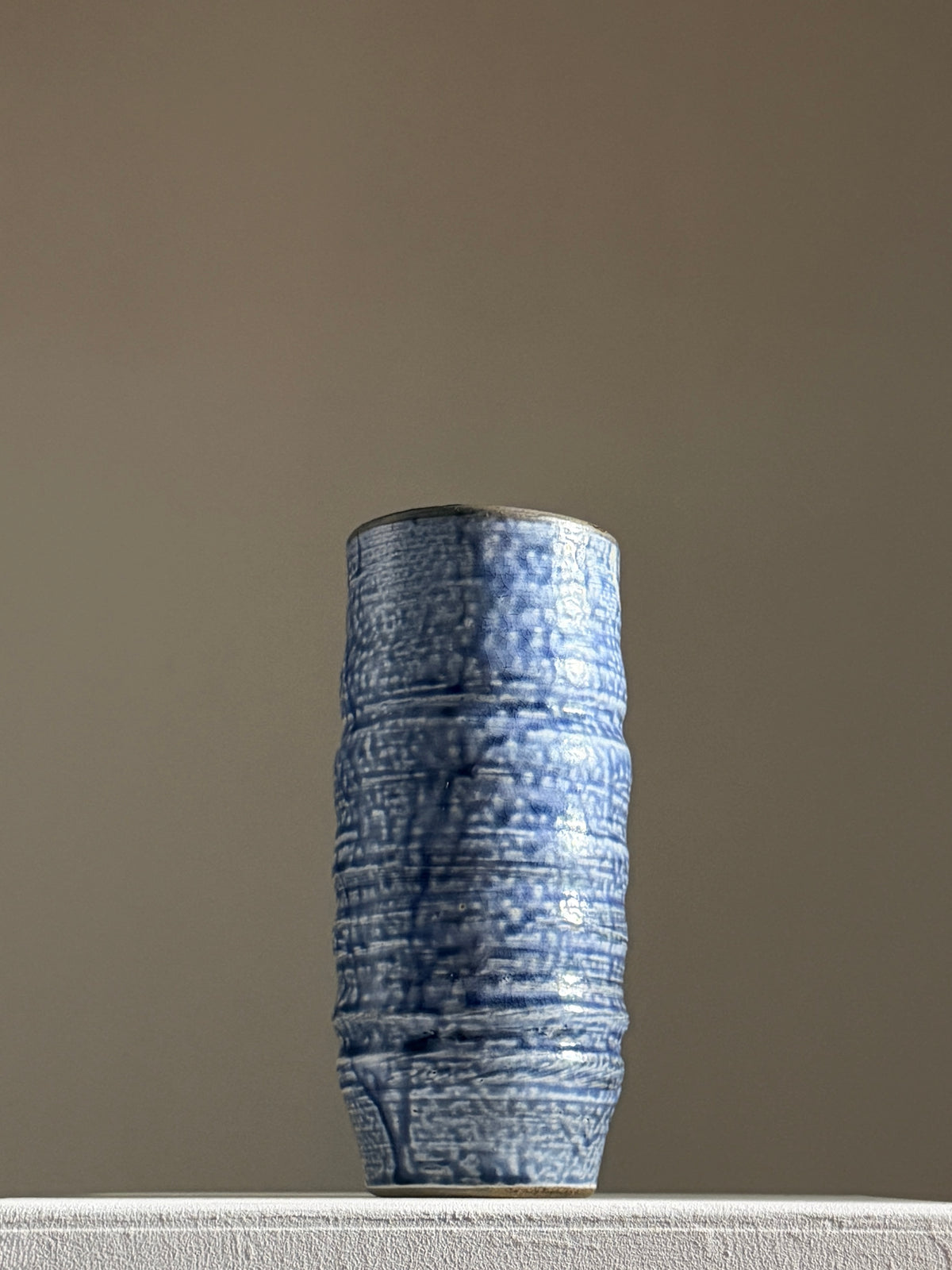Blue stoneware vase, France, 1970 by Figuresdesign | The Oblist
