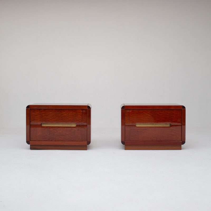 Italian Nightstands in Wood and Brass by Malata Antwerp | The Oblist — handcrafted wood with brass accents