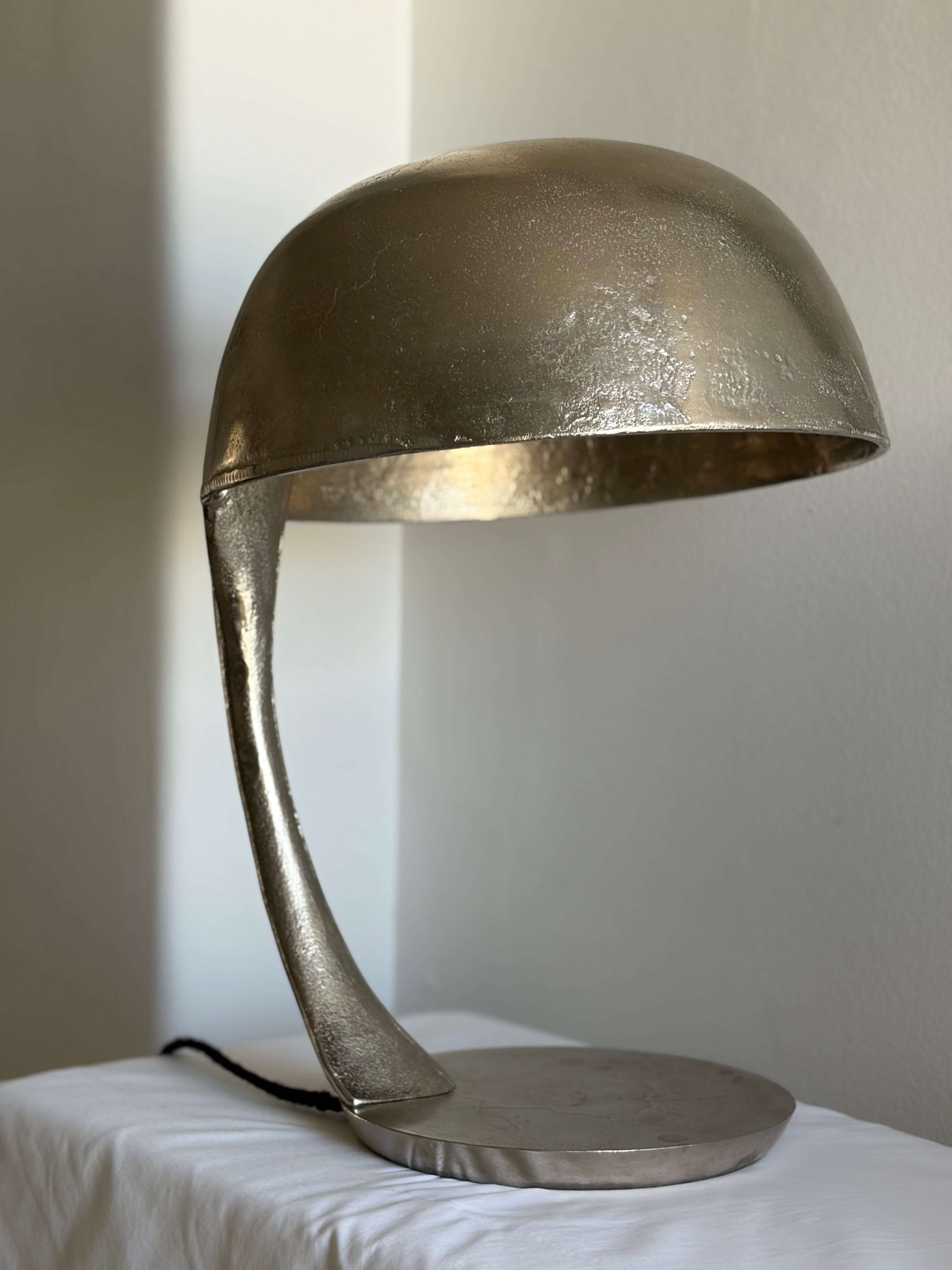 Modernist Solid Chrome Lamp, Italy, 1970s — lifestyle setting