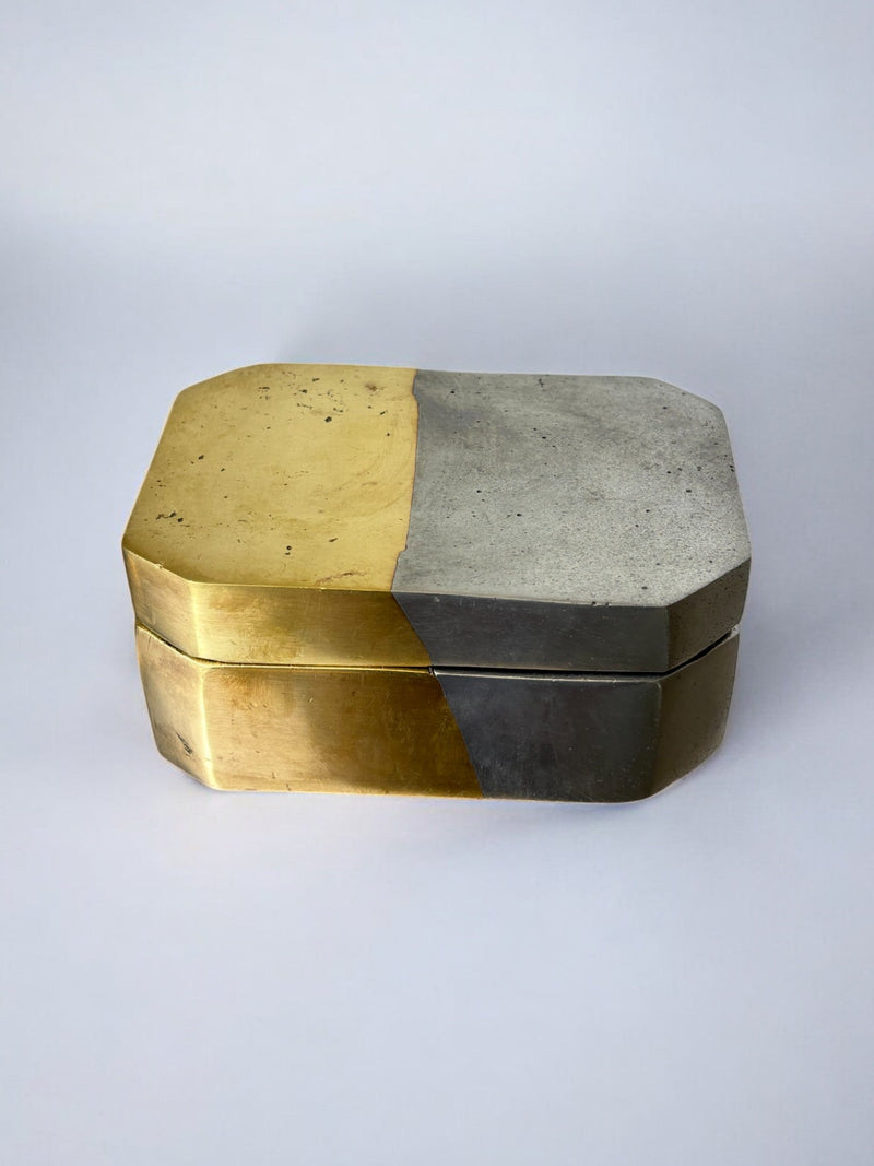 Brutalist Box by Ardisur, Bronze and Aluminum, Spain, 1970s — close-up of two-tone metallic surface