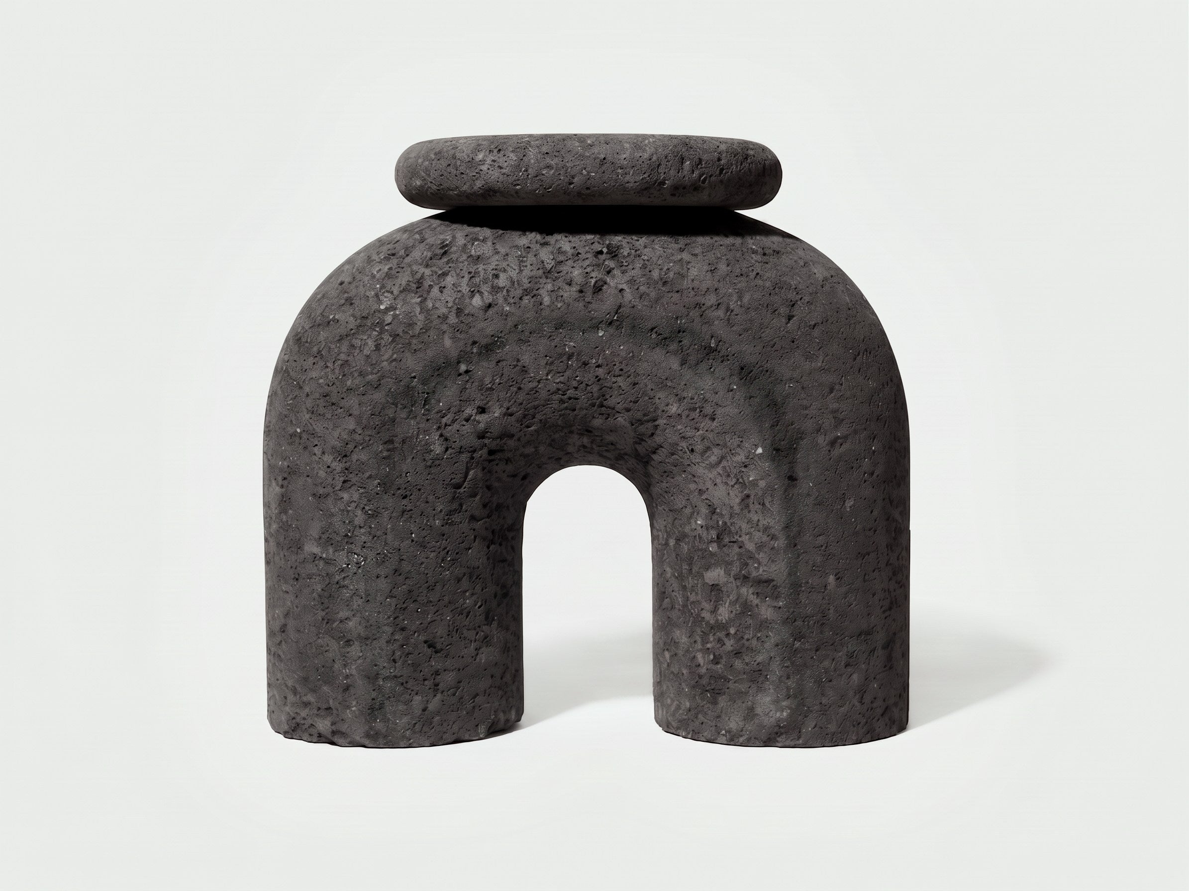 'Neolithic Thinker' Sculptural Stool, Volcanic Stone, Red by Panorammma — variant detail