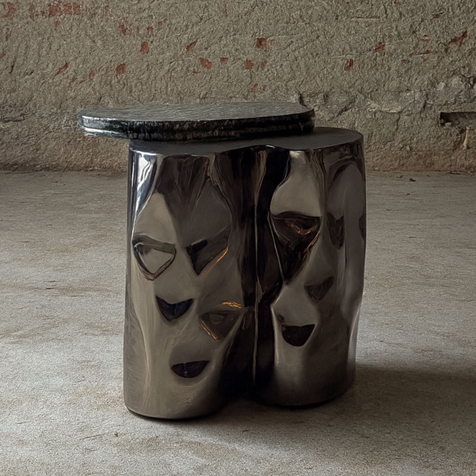 Steel and Stone Side Table - Colgada Series by Nitush Aroosh — in context