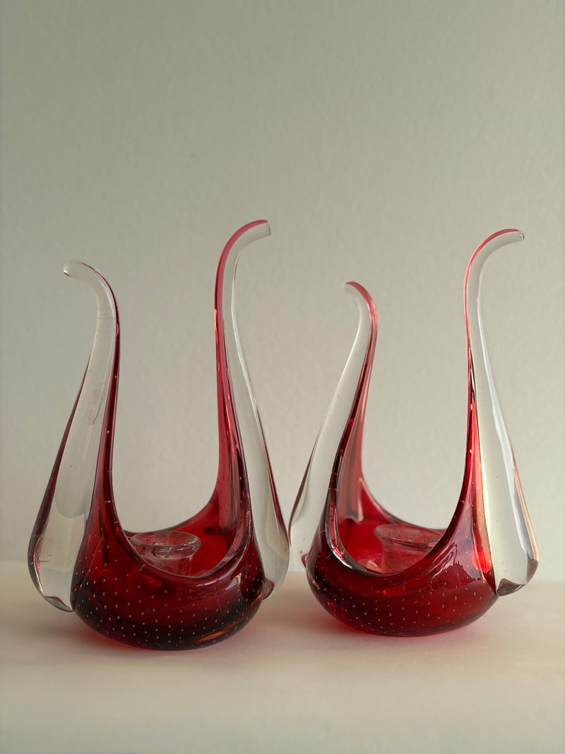 Bullicante Murano Glass Candleholders, attributed to Archimede Seguso, 1970s, Italy by OBJECT AGENCY | The Oblist