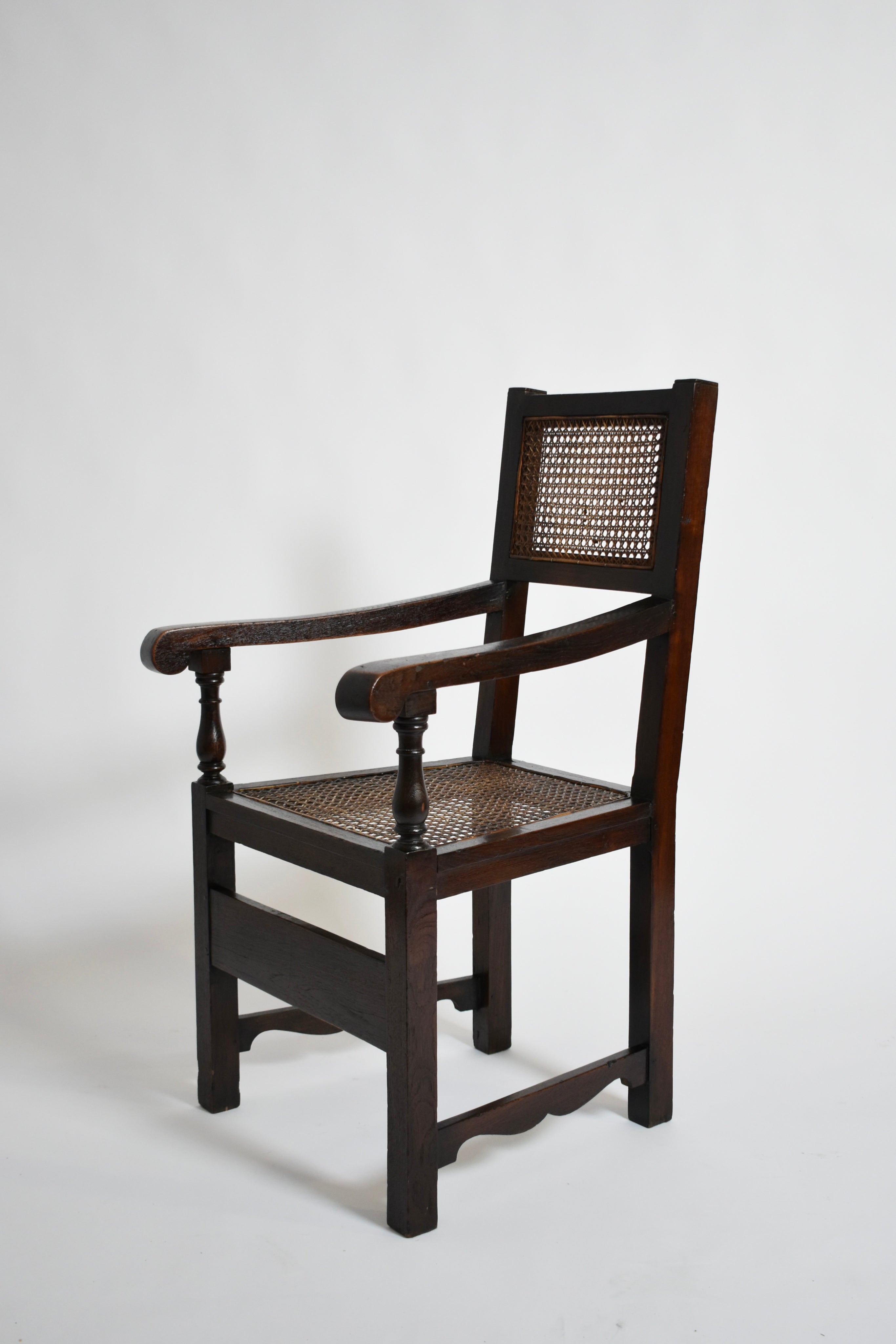 Pair of Turned Wood and Cane Armchairs, 1910s