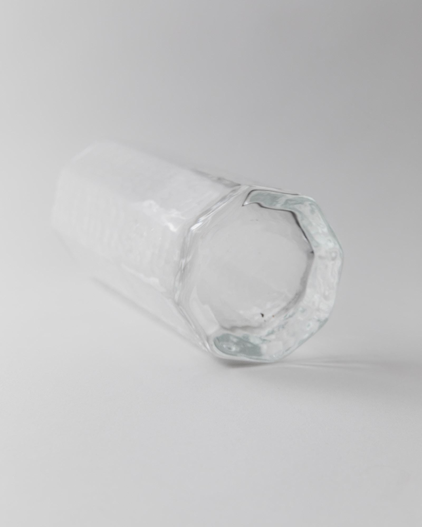 1970s Drinking Glasses Set of 5 by Luminarc — close-up of clear glass texture