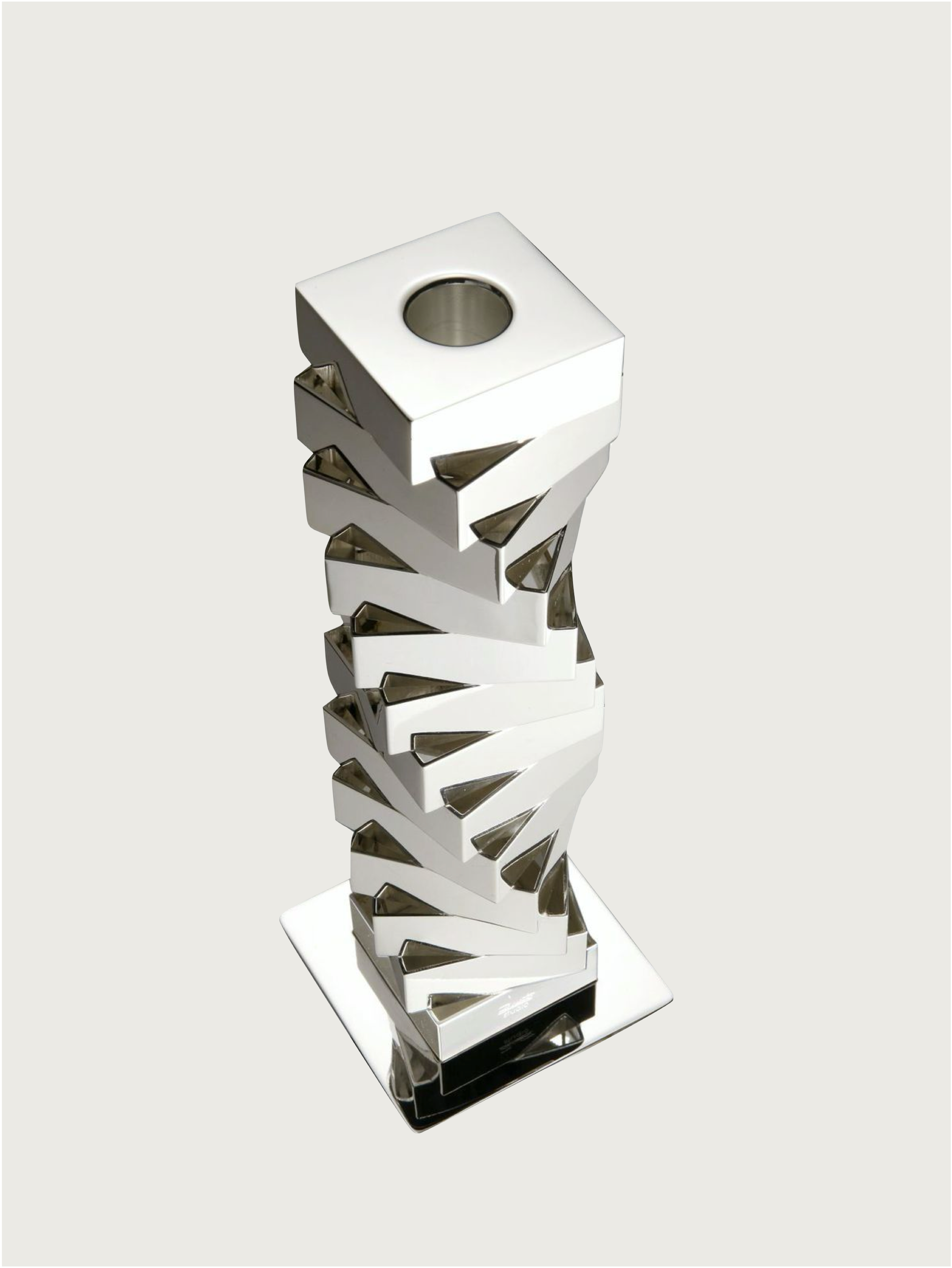 Silver-plated Candlestick — close-up of twisted geometric design