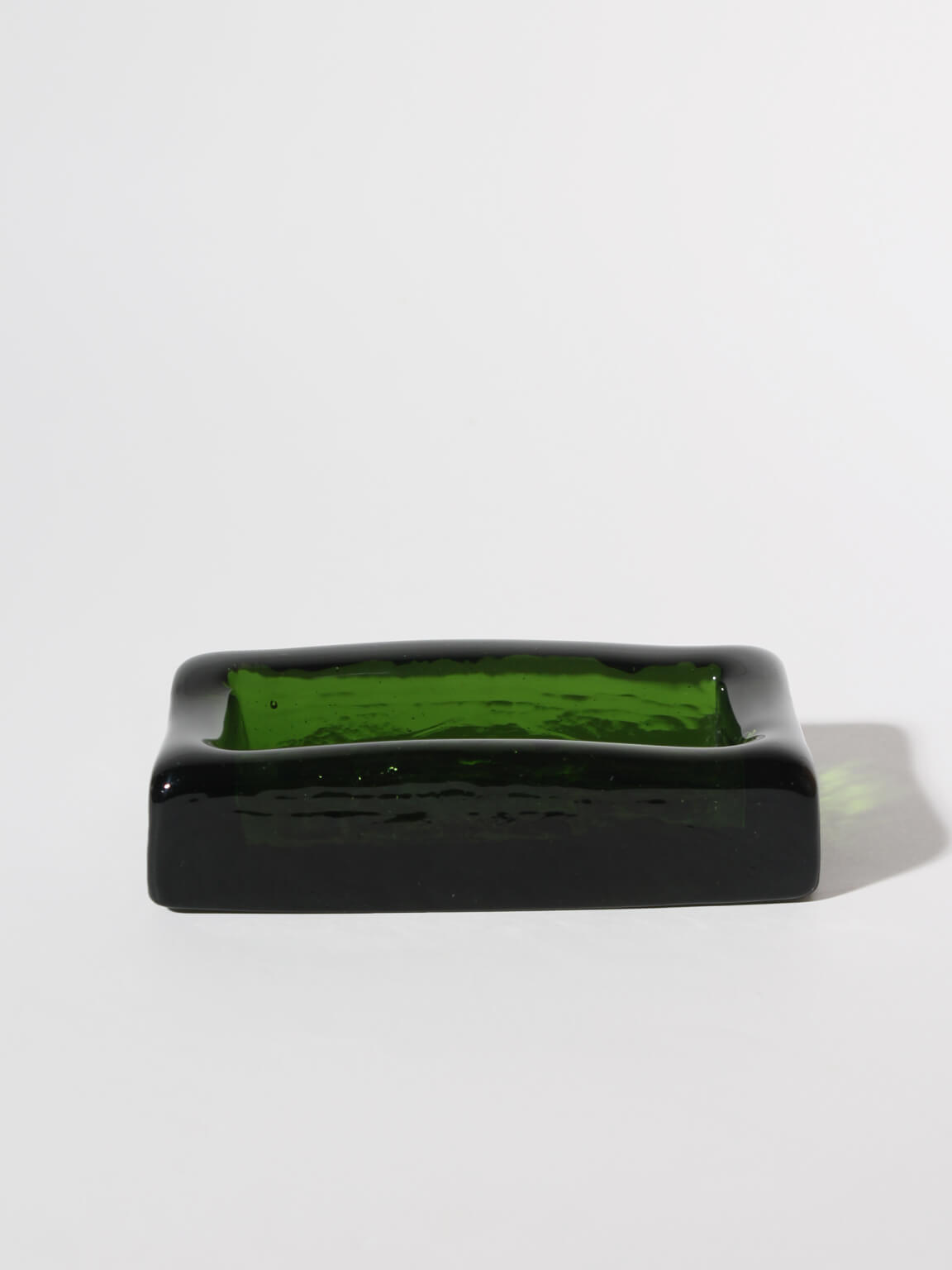 Erik Höglund Nude Female Relief Art Glass Bowl — top view of green glass design