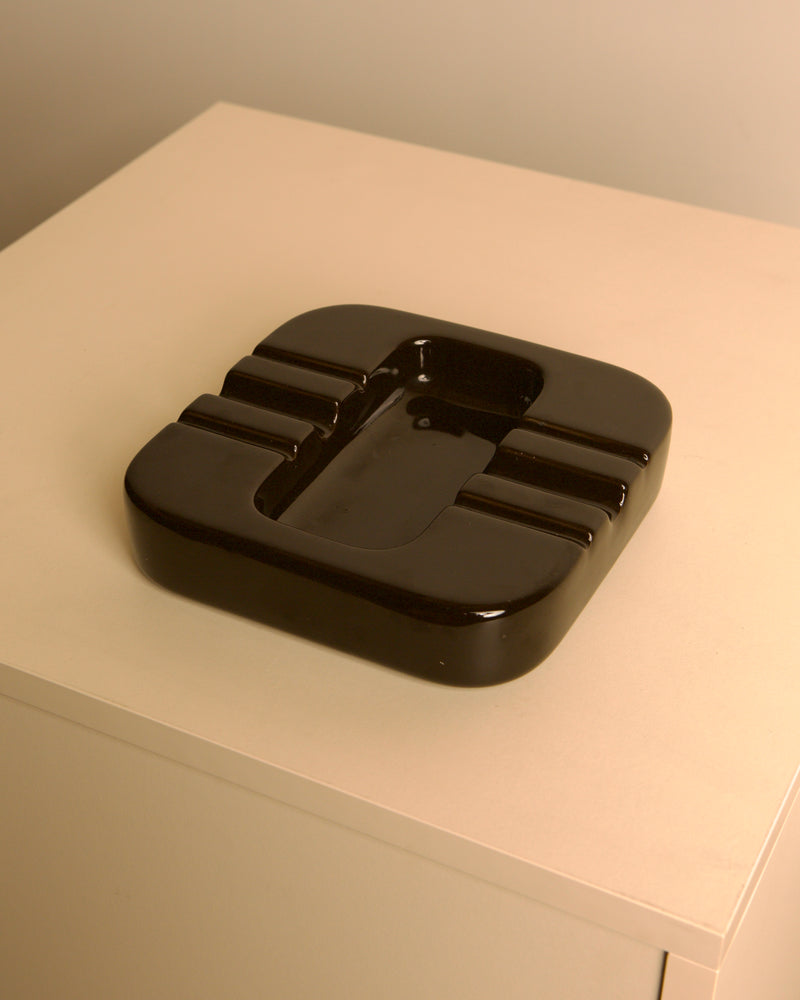 Italian Brown Ceramic Ashtray by Sicart Cartigliano, 1960s by Treaptyque | The Oblist