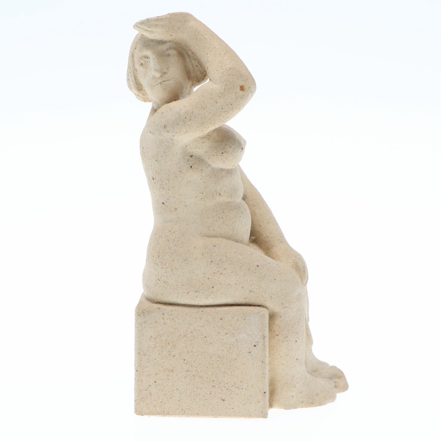 Small seated stoneware nude by Sten Faste (1912-1996) — close-up