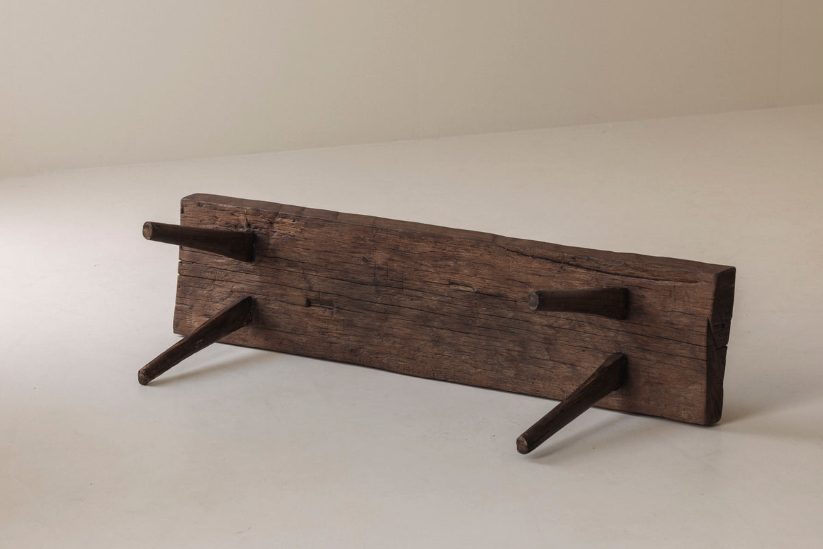 Primitive Rustic Bench in Oak, France, Early 20th Century — view 10