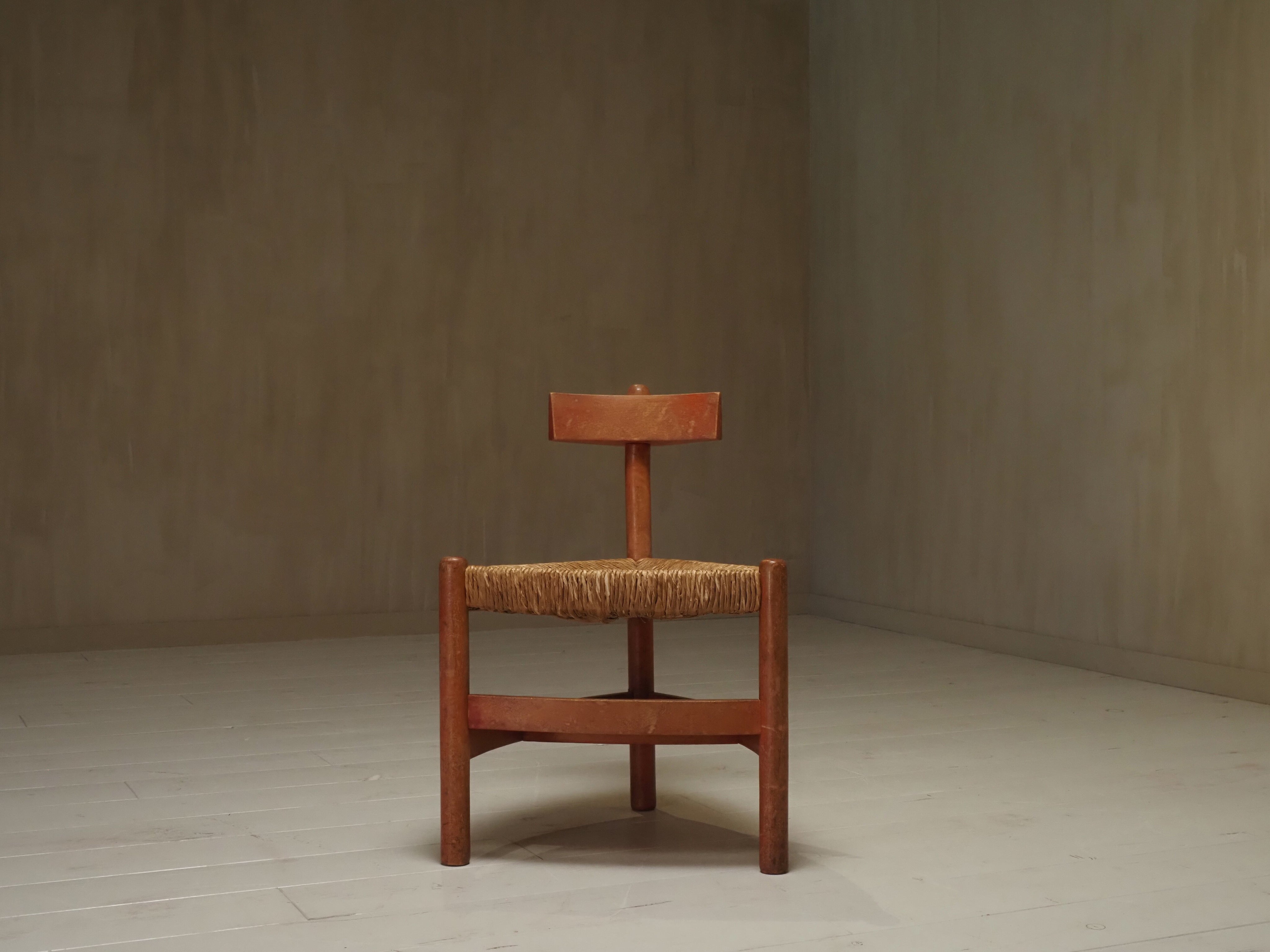 Architectural Dutch 1960's wooden accent chair — in context