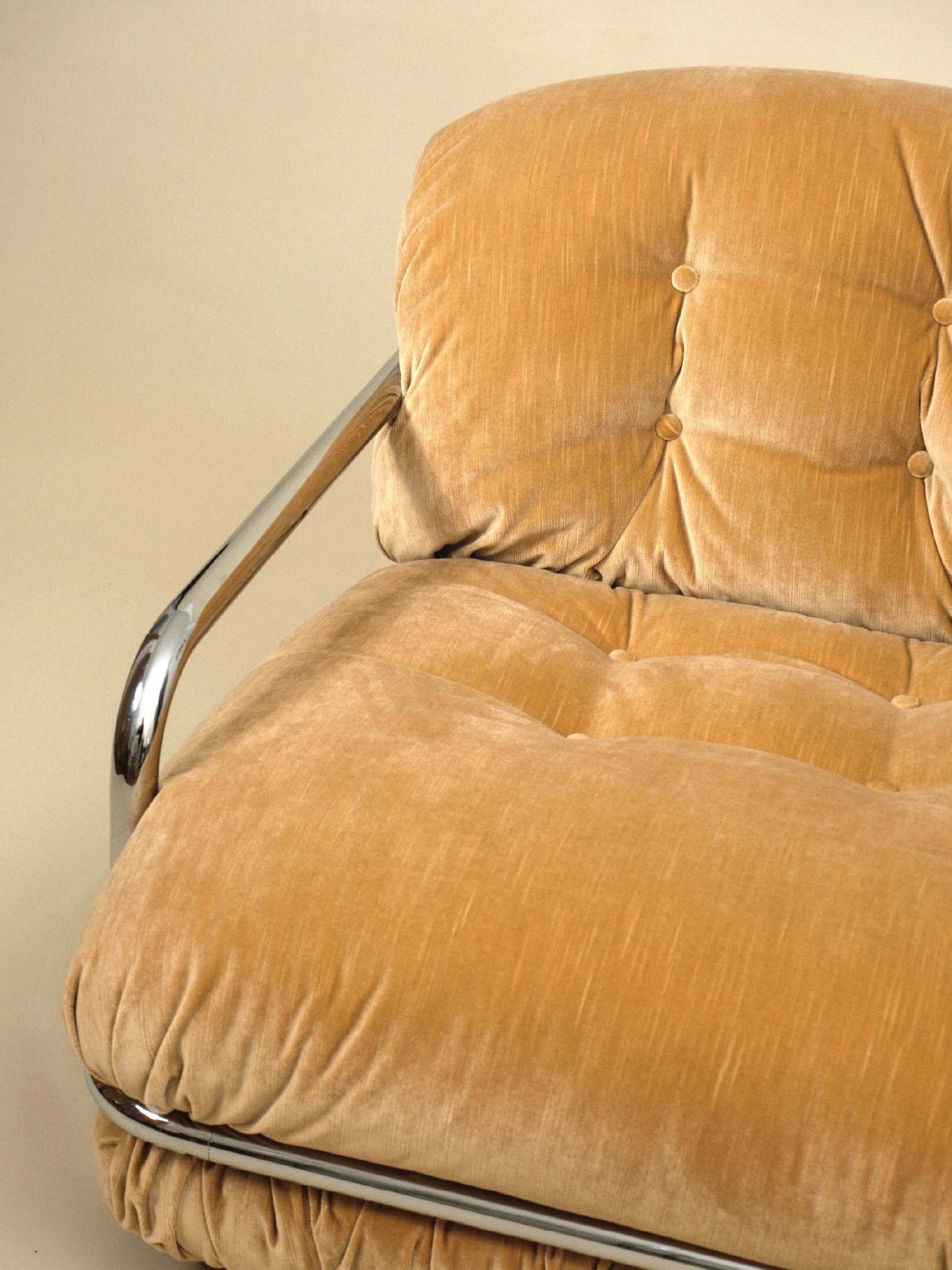 Mario Sabot Lounge Chair - Beige Velvet — alternate view