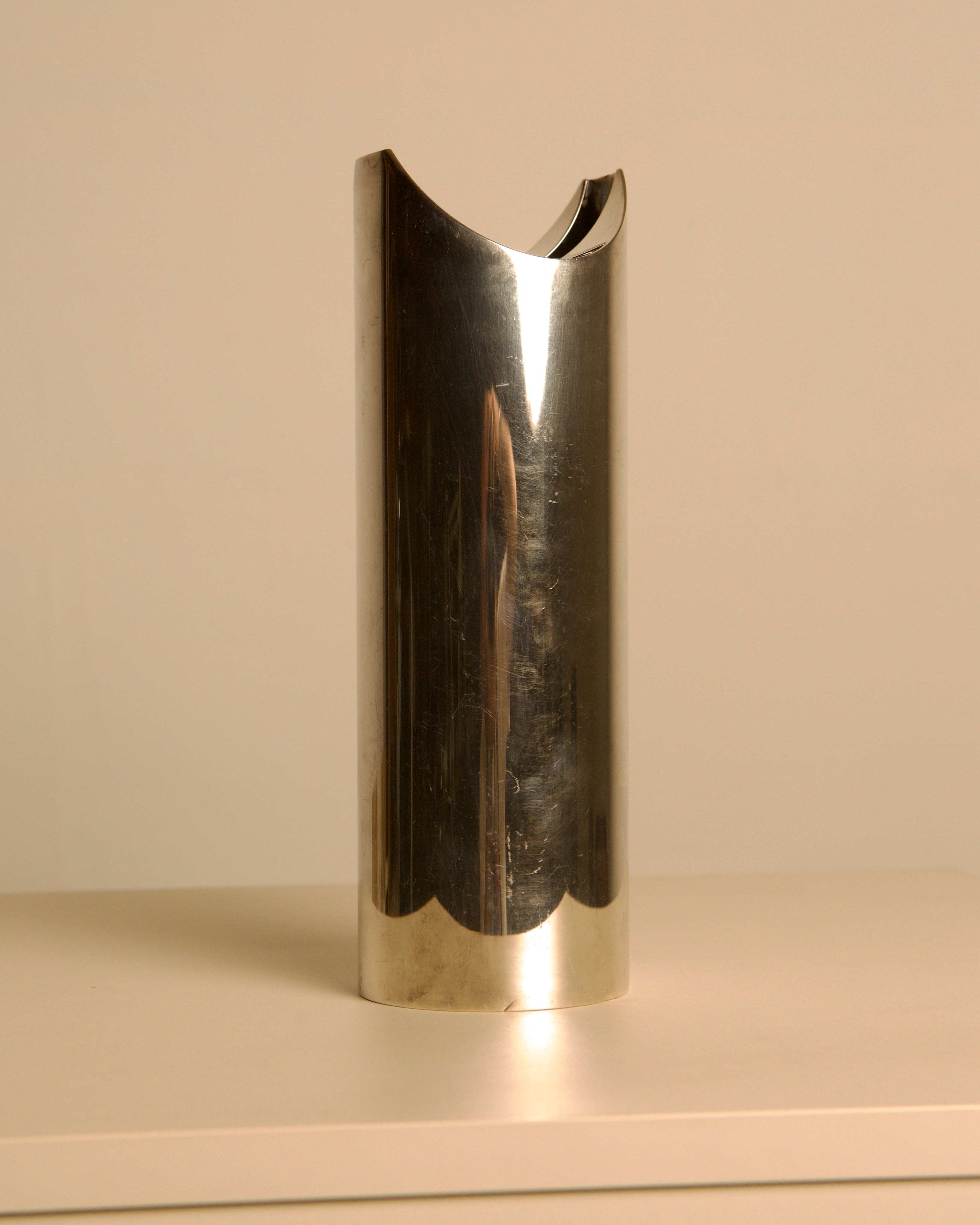 "Ohun Ohara" silver-plated vase by Lino Sabattini, Italy, 1980s — side angle
