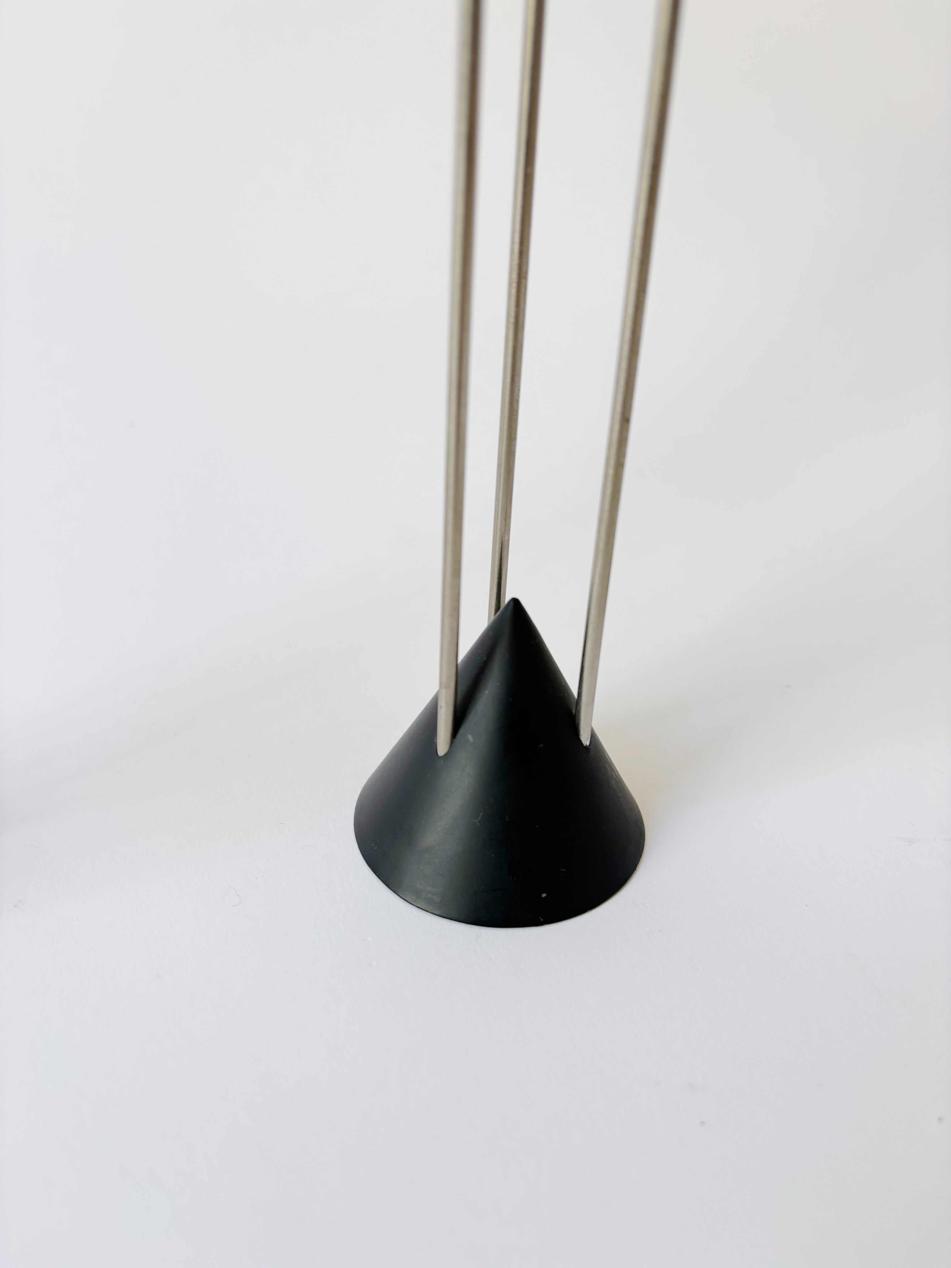 Postmodern Metal Candlesticks, c. 1980's Germany — close-up