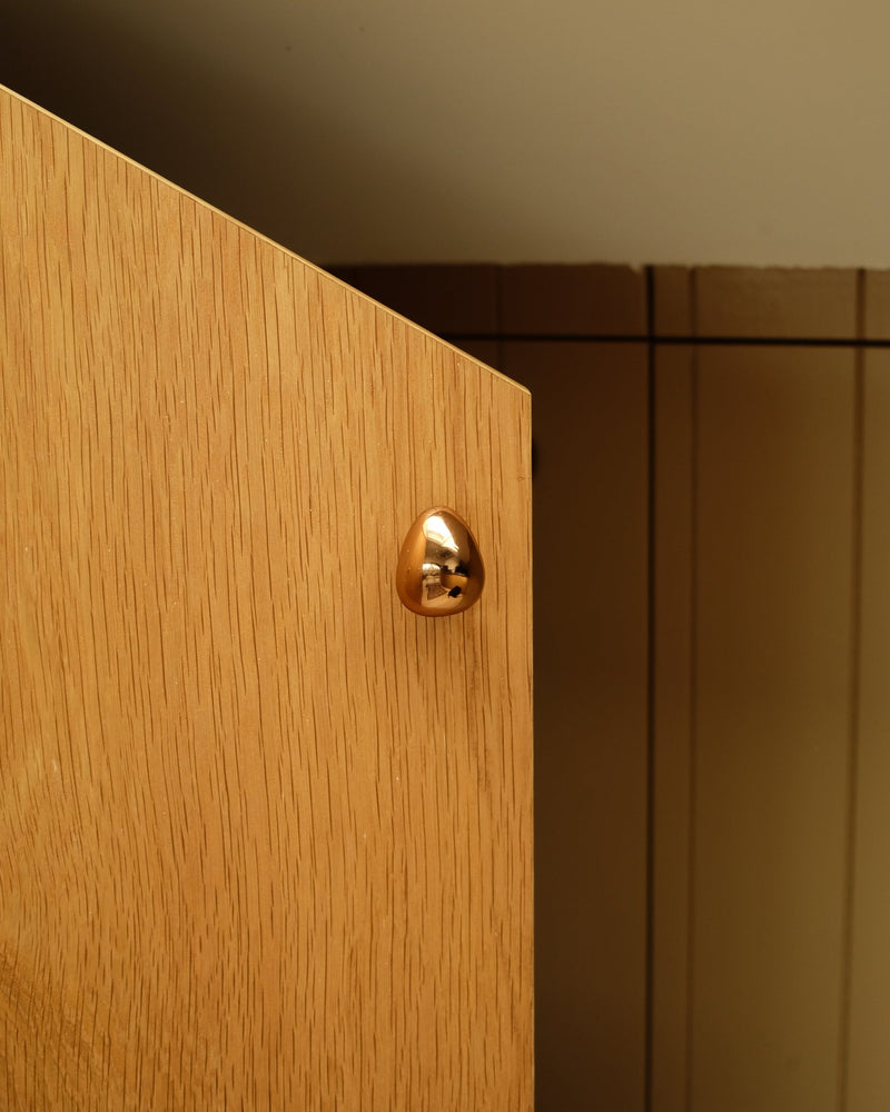 MOMI Cabinet Knob/Wall Hook Short Mini by Maha Alavi | The Oblist — polished brass finish