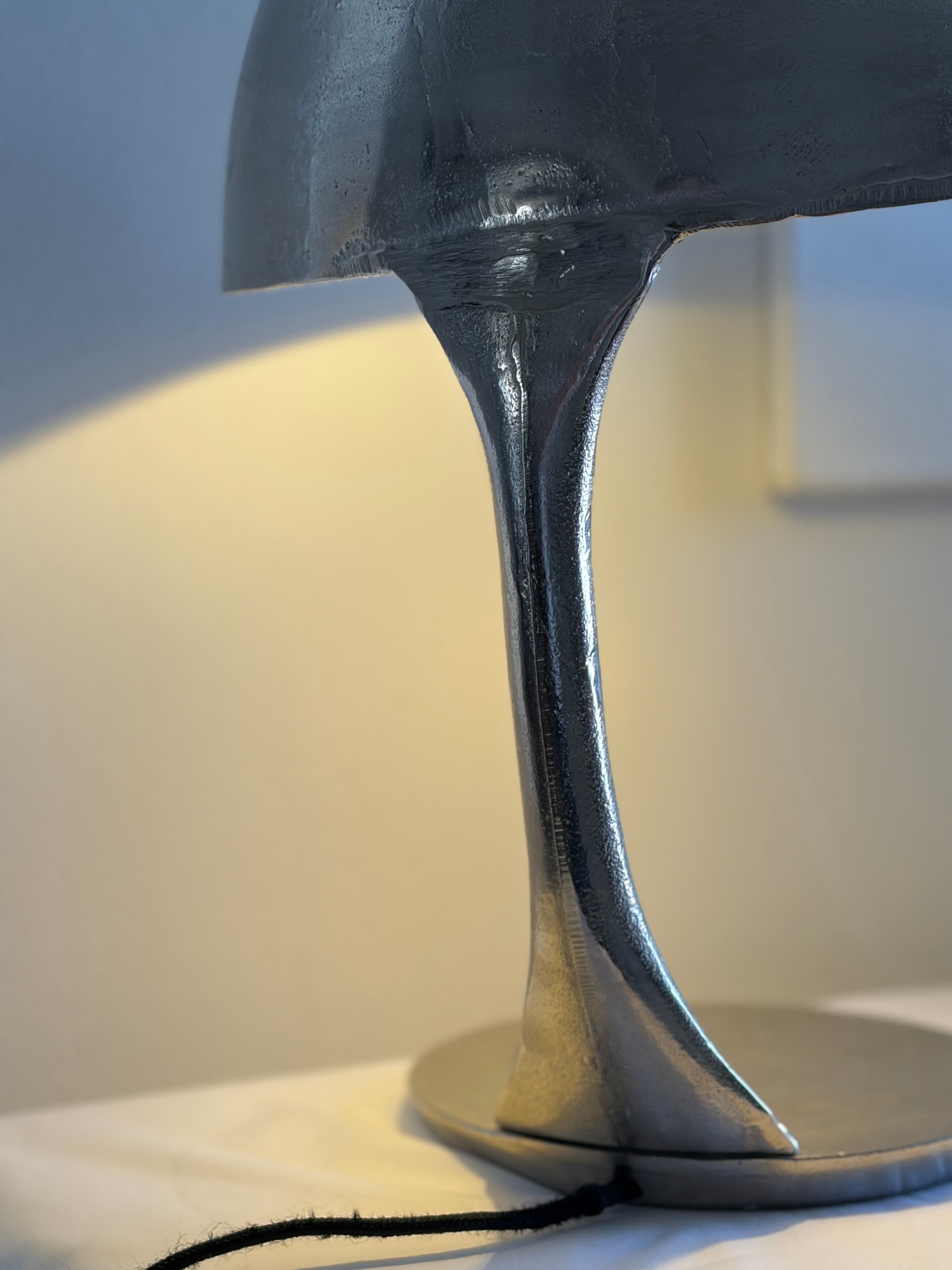 Modernist Solid Chrome Lamp, Italy, 1970s — side angle