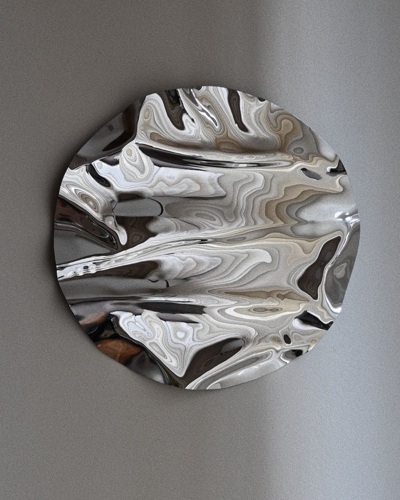Round Psychedelic Mirror - Medium by Caia Leifsdotter | The Oblist — reflective metal surface, modern design