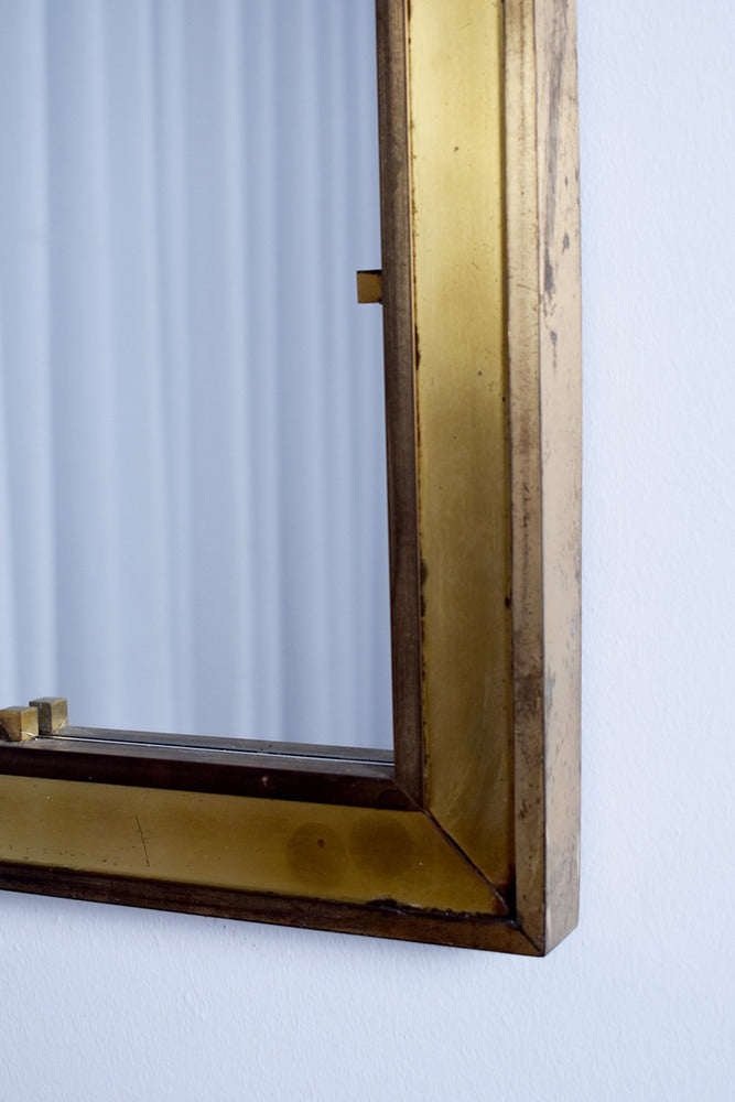 Brass Square Mirror, 1960s — side angle highlighting brass frame detail
