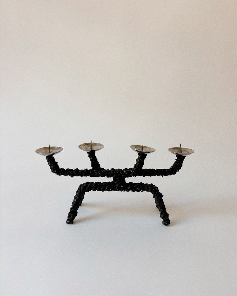 Molten Textured 4 Arm Candlestick, c. 1970's Poland by Huerto | The Oblist