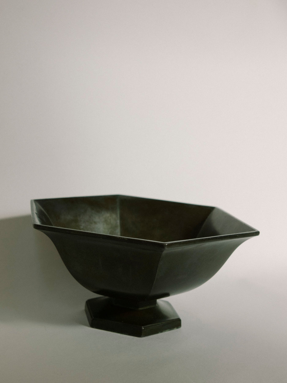 Just Andersen 166 Art Deco Disko Metal Footed Bowl - Denmark c.1930 — side angle