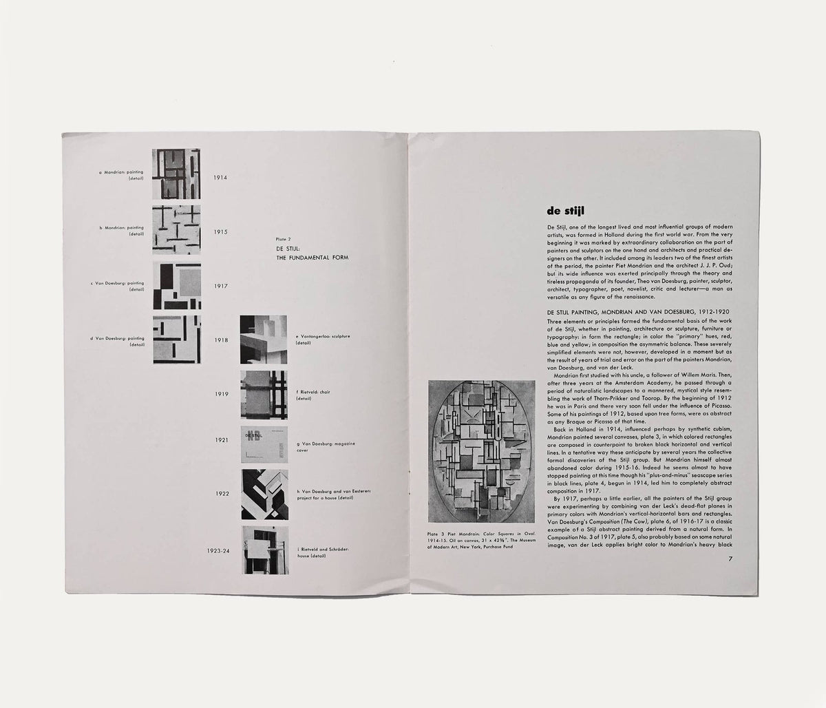 De Stijl, MoMa Art Bulletin, 1952 Art Books — side angle