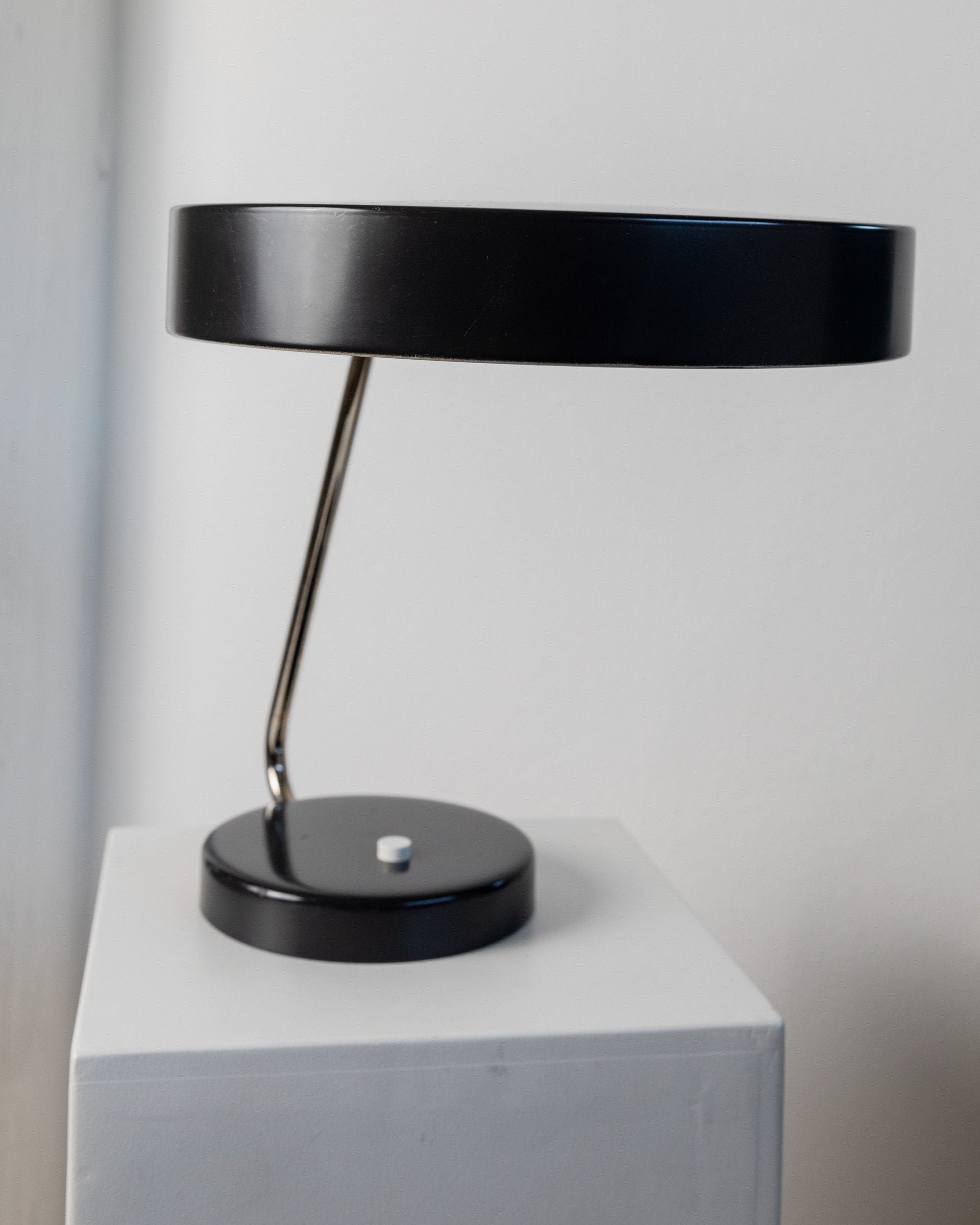 Table Lamp by Kaiser Idell, 1960s — back view showing black metal finish