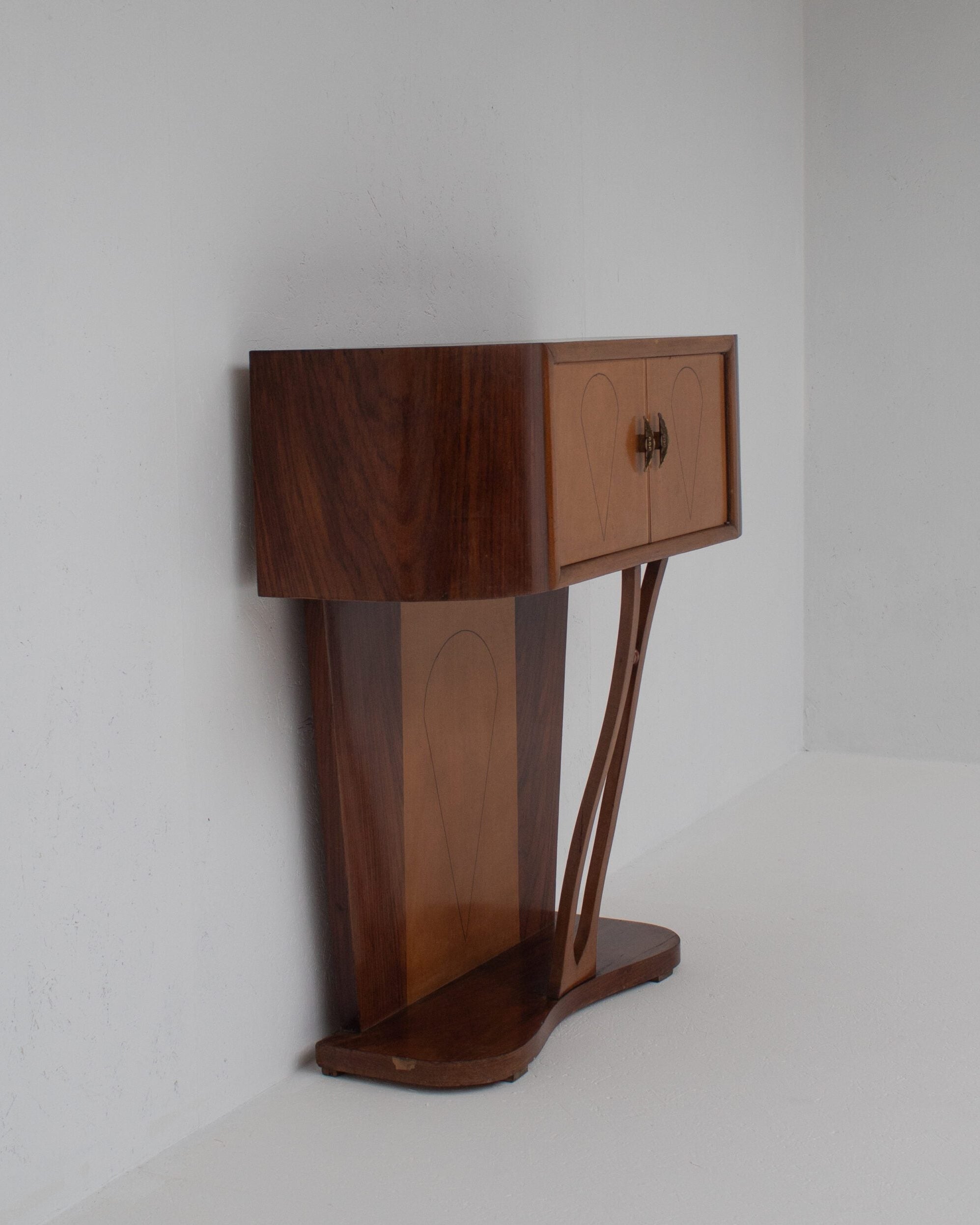 Art Deco Walnut Console with Inlay Details by Malata Antwerp | The Oblist — walnut wood, modern design