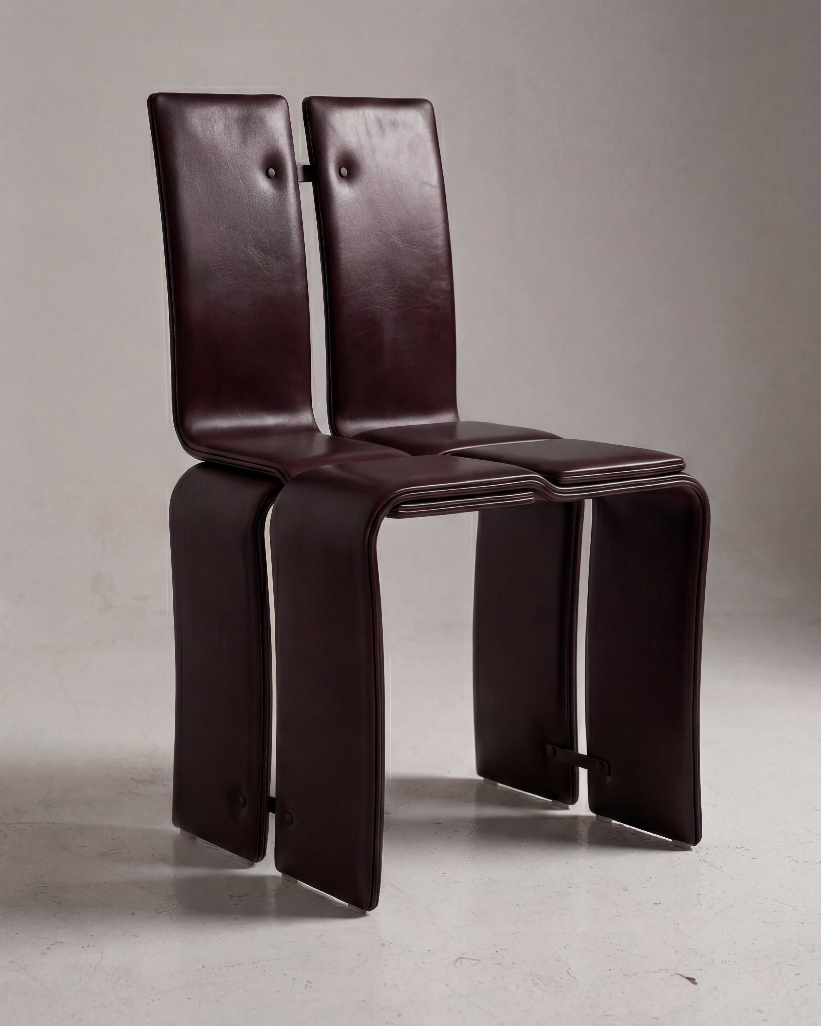 Weaving Chair - Leather by hm-LI Studio | The Oblist — handcrafted leather, deep burgundy color