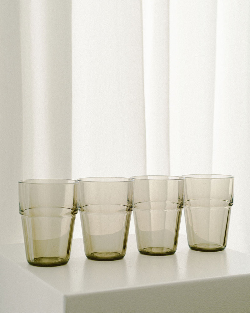Arcoroc Smoked Brown Glass Tumblers by Arcā Collections | The Oblist — brown glass, modern design