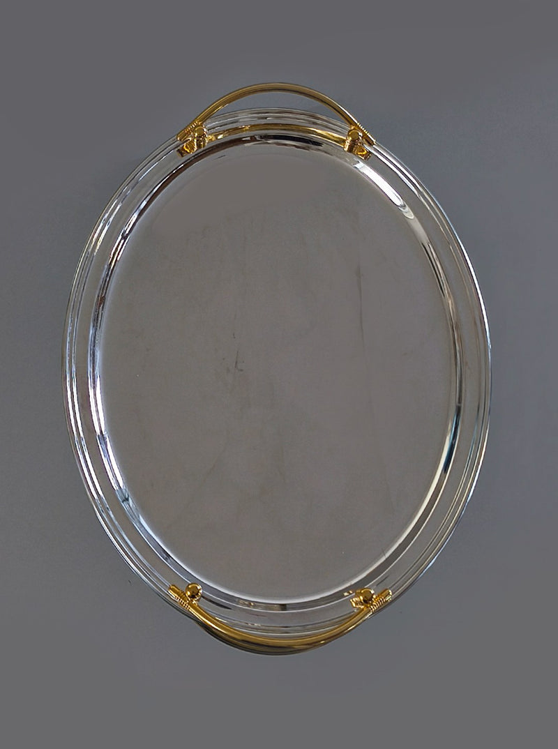 Large Oval Silver-plated Tray by Les Objoies | The Oblist — silver finish, modern design