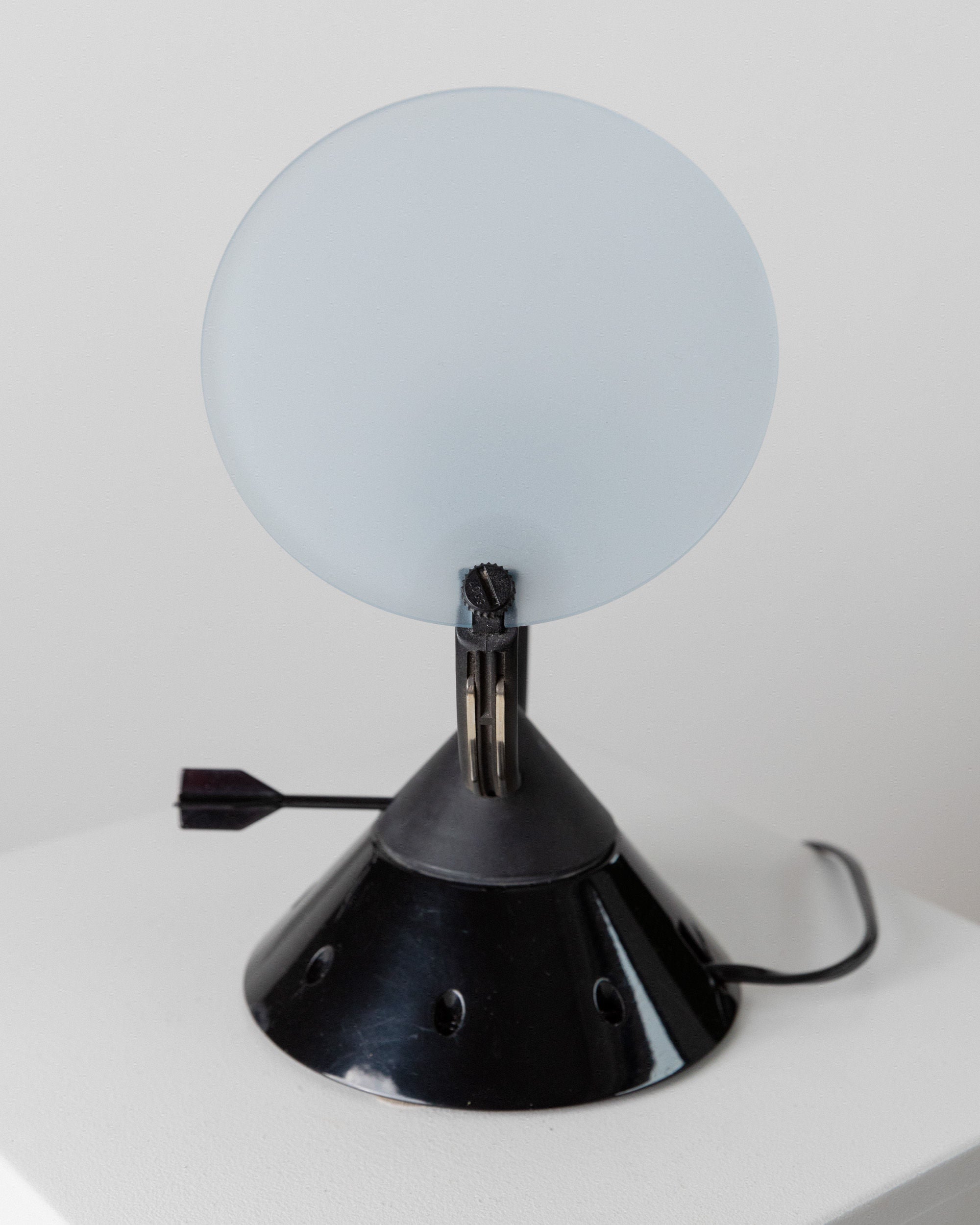 Table Lamp by Lamperti model Sestante, Italy 1980s — angled view on white side table