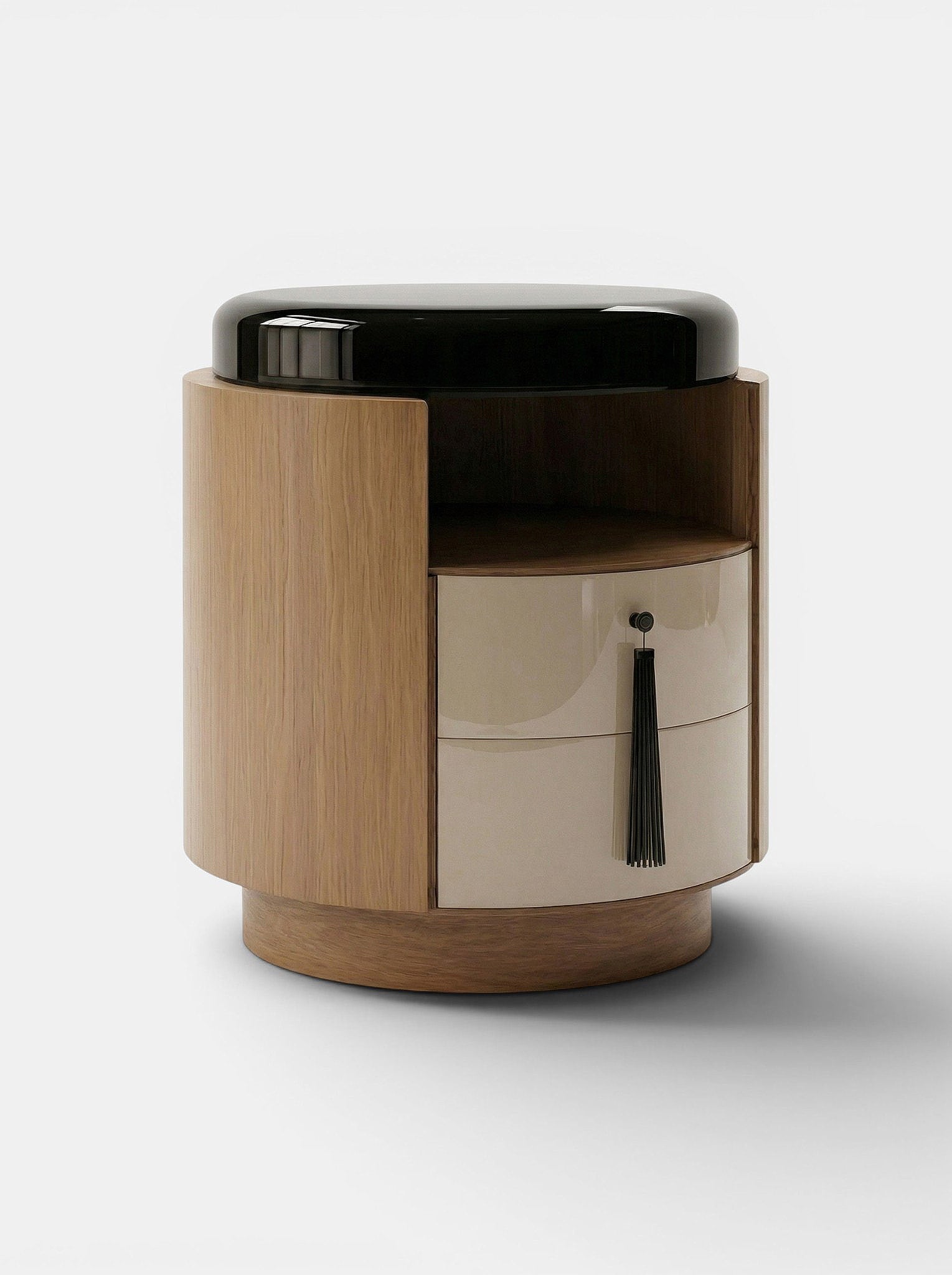 Pompon Oak Off-White And Black — side angle