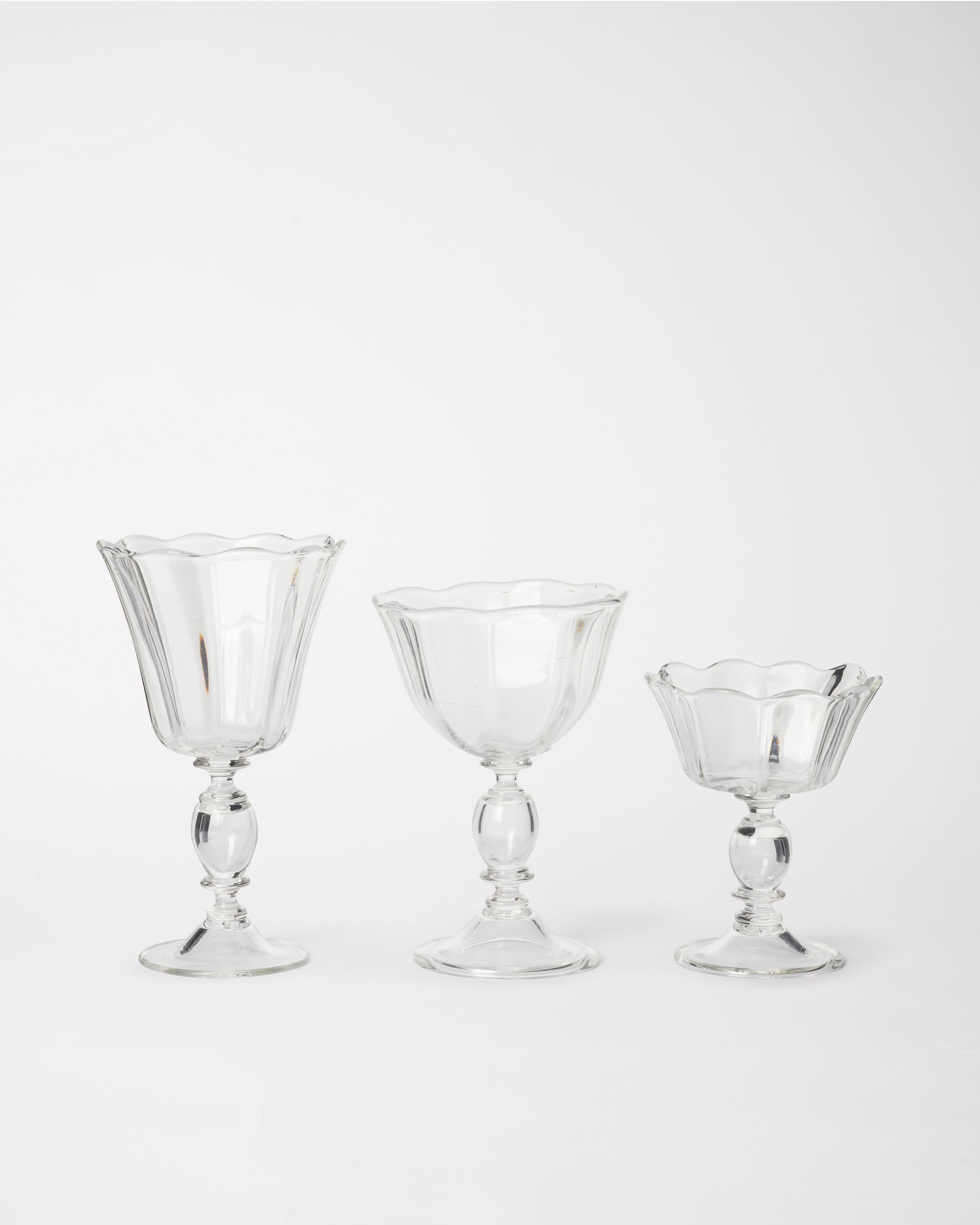 Alban Wine Glass Large - Set of Four — three glass sizes on white background