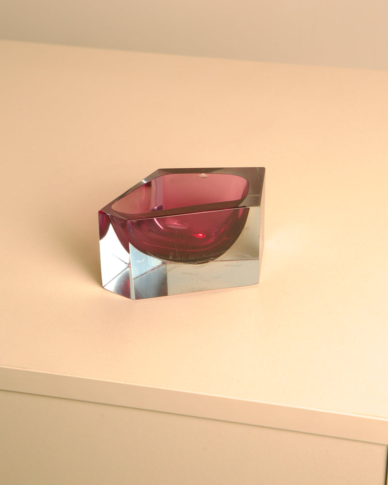 Purple "Venice" valet tray by Flavio Poli for Seguso, 1960s — close-up showing glass detail and color