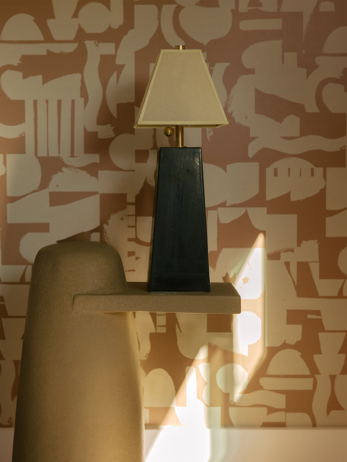 Osen Table Lamp Tall, Graphite / Faint Green Shade — in context