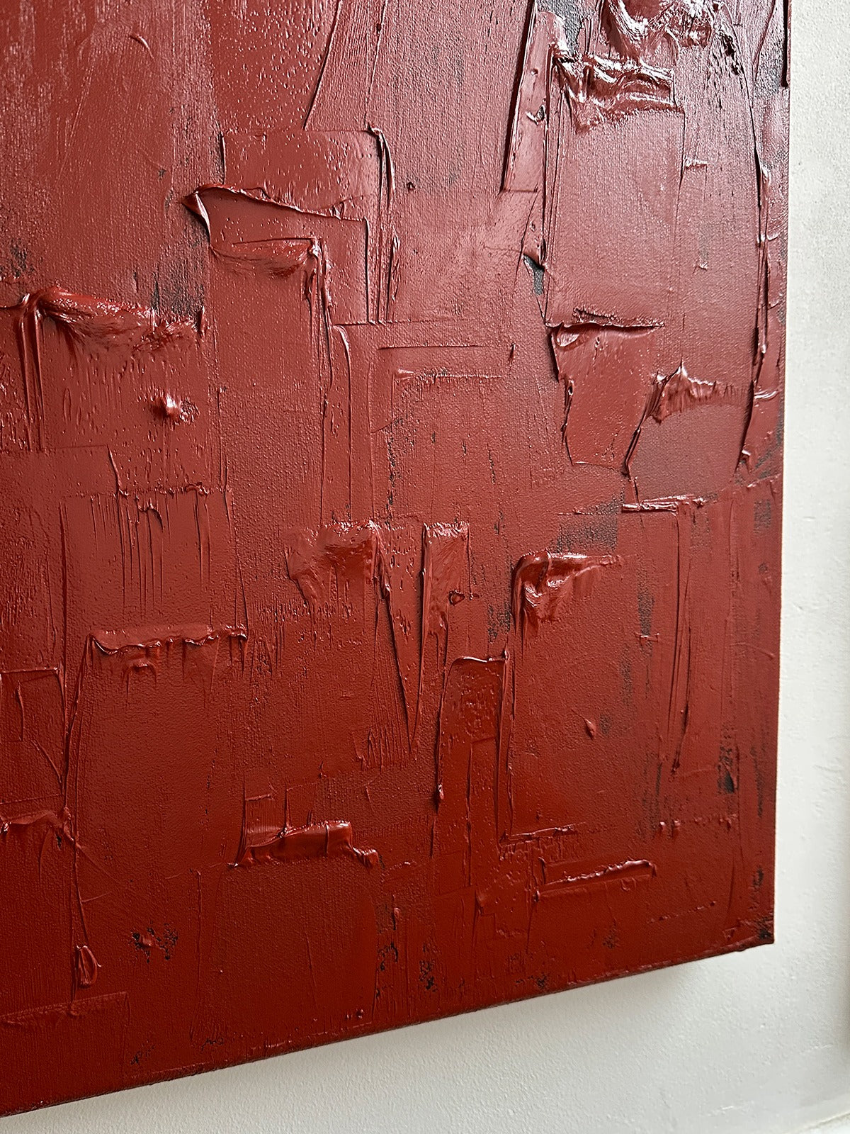 Indian Red - Burnt' Painting — close-up of textured red surface